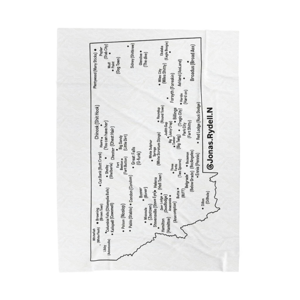 Montana Towns/ Nicknames Plush Blanket