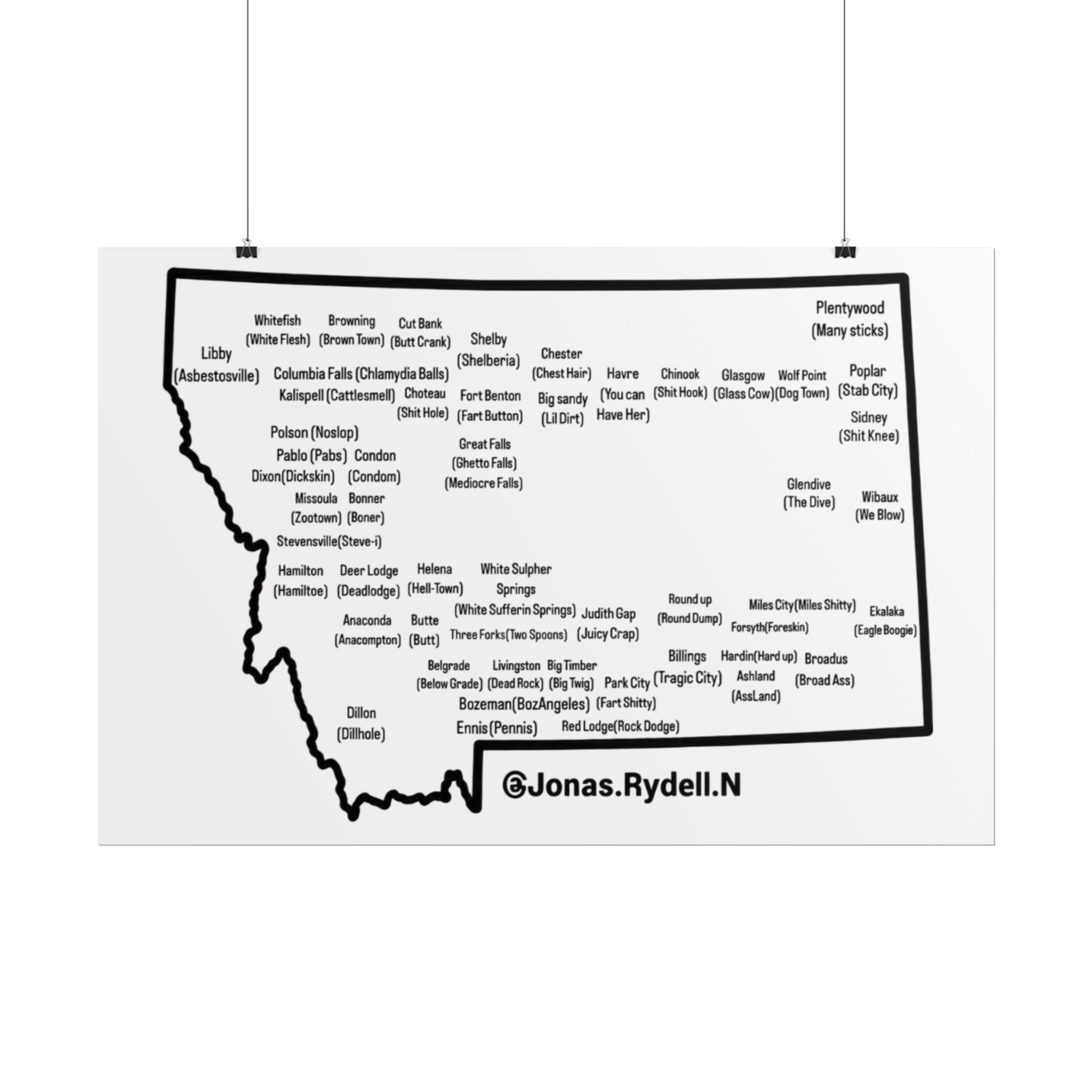 Montana Towns/ Nicknames Poster