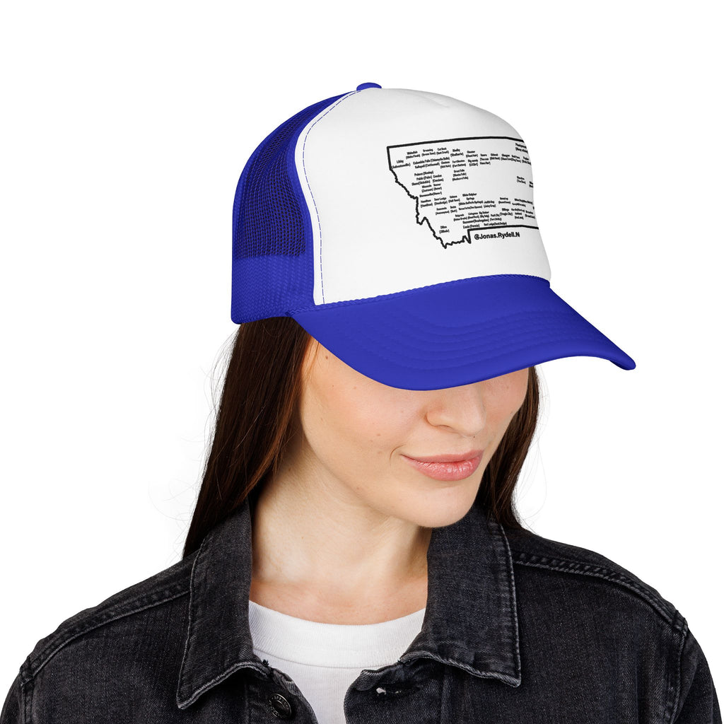 Montana Map Trucker Hat — Vintage Road Map Design