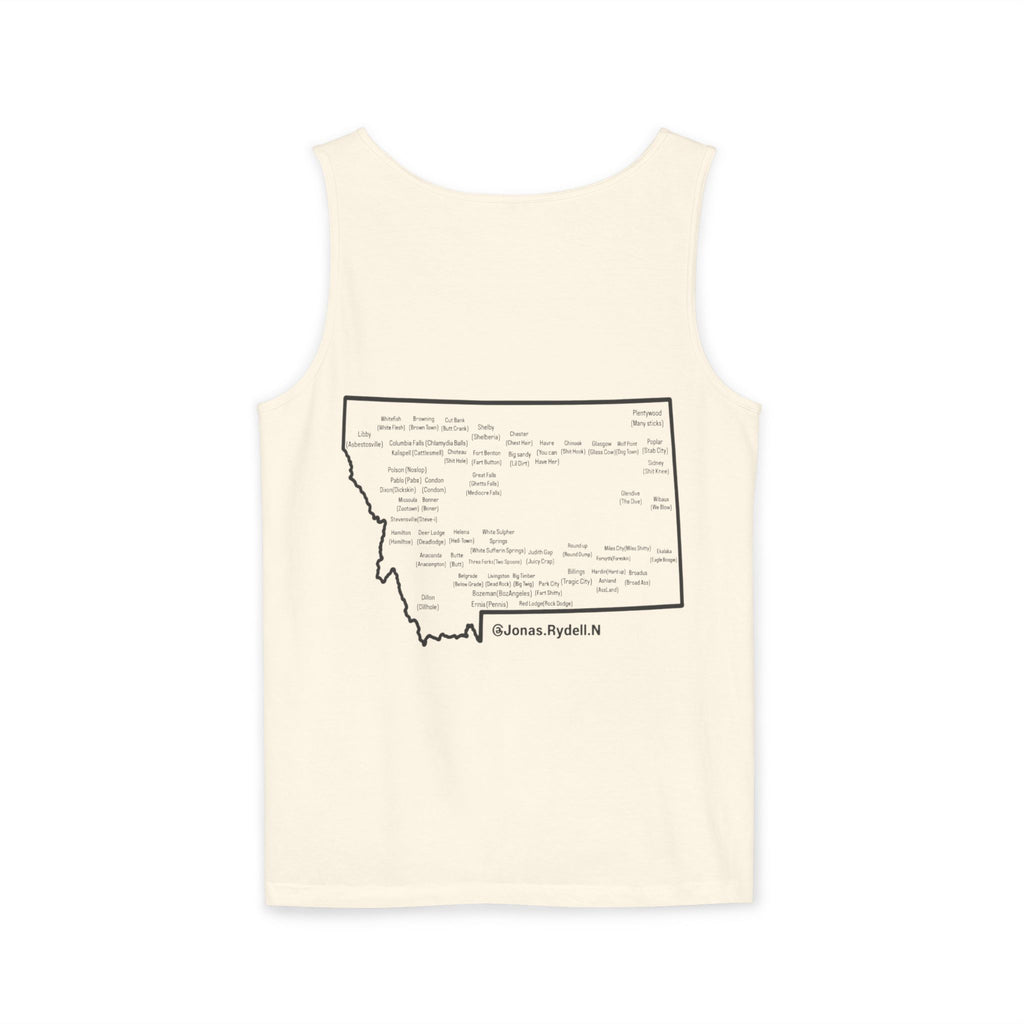 Montana (Not A Touron) Front/ Towns and Nicknames Map Back Tank Top