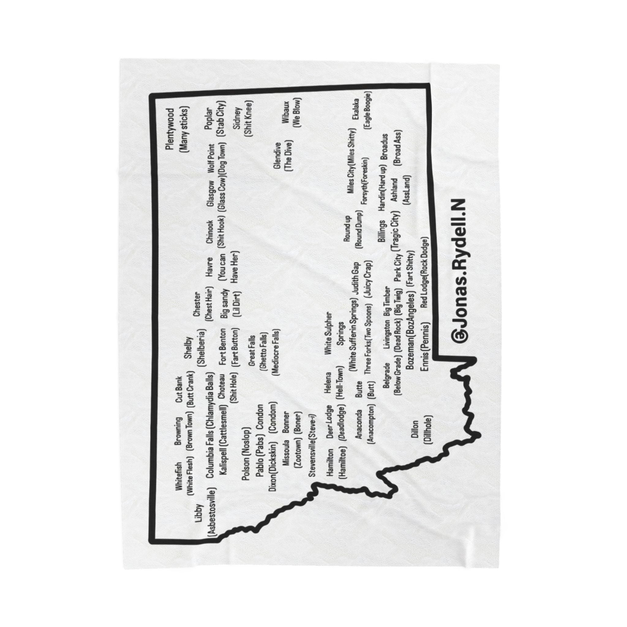 Montana Towns/ Nicknames Plush Blanket