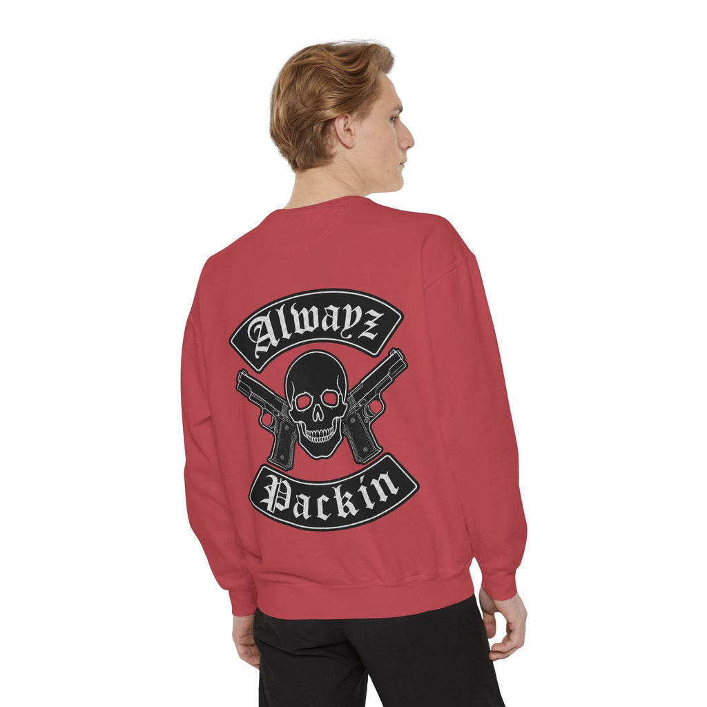 Alwayz Packin Front/ Skull and Guns with Rocker Back Sweatshirt