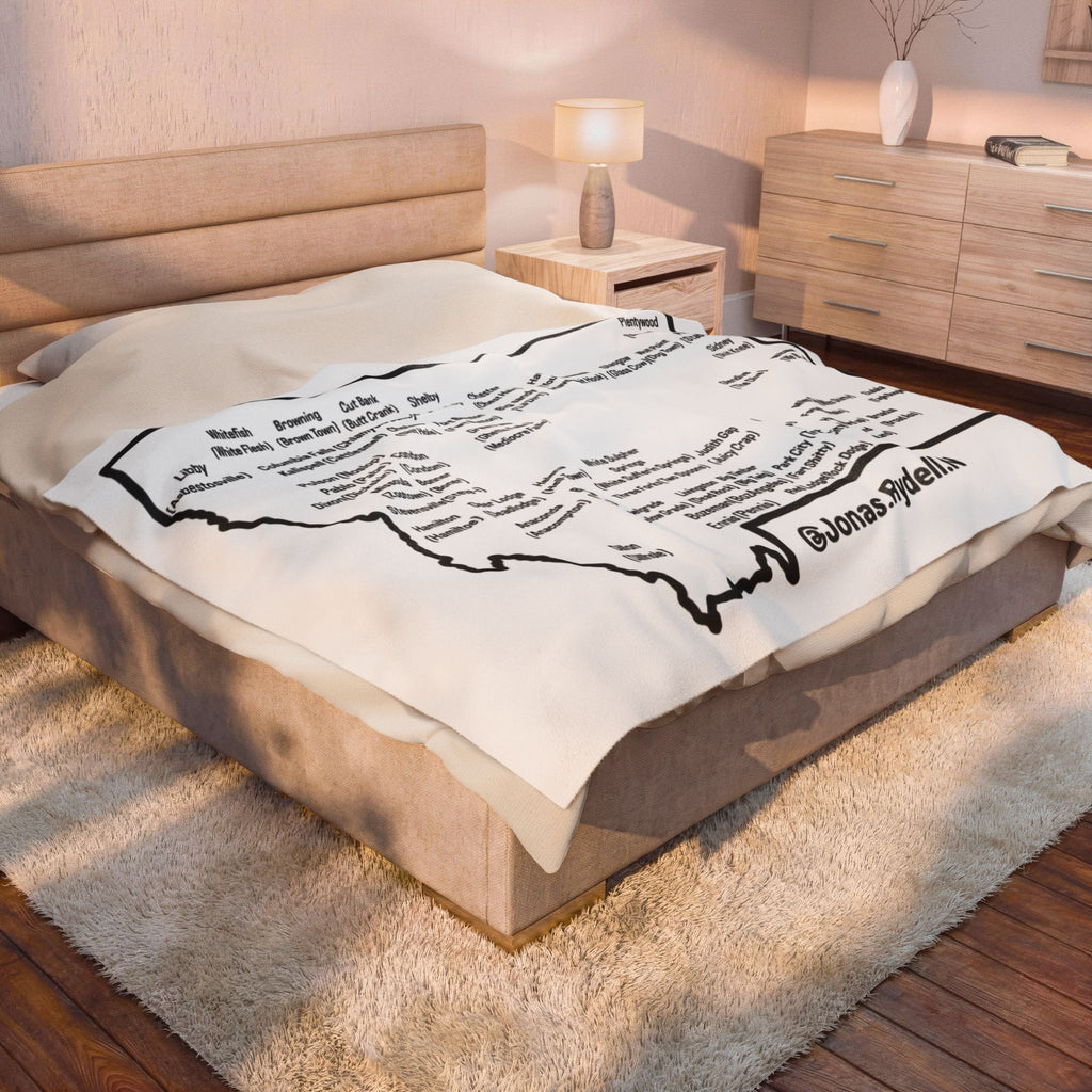 Montana Towns/ Nicknames Plush Blanket