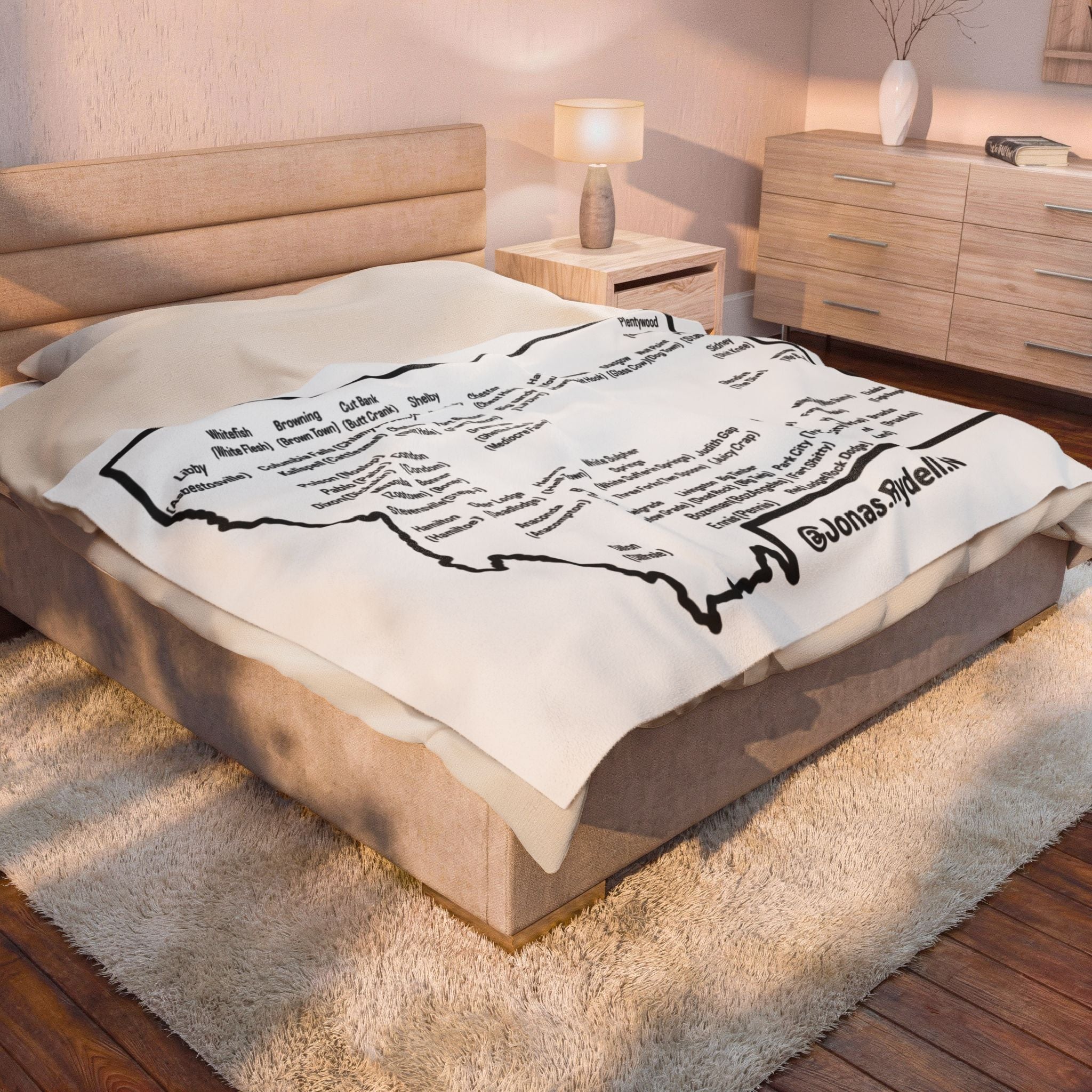 Montana Towns/ Nicknames Plush Blanket