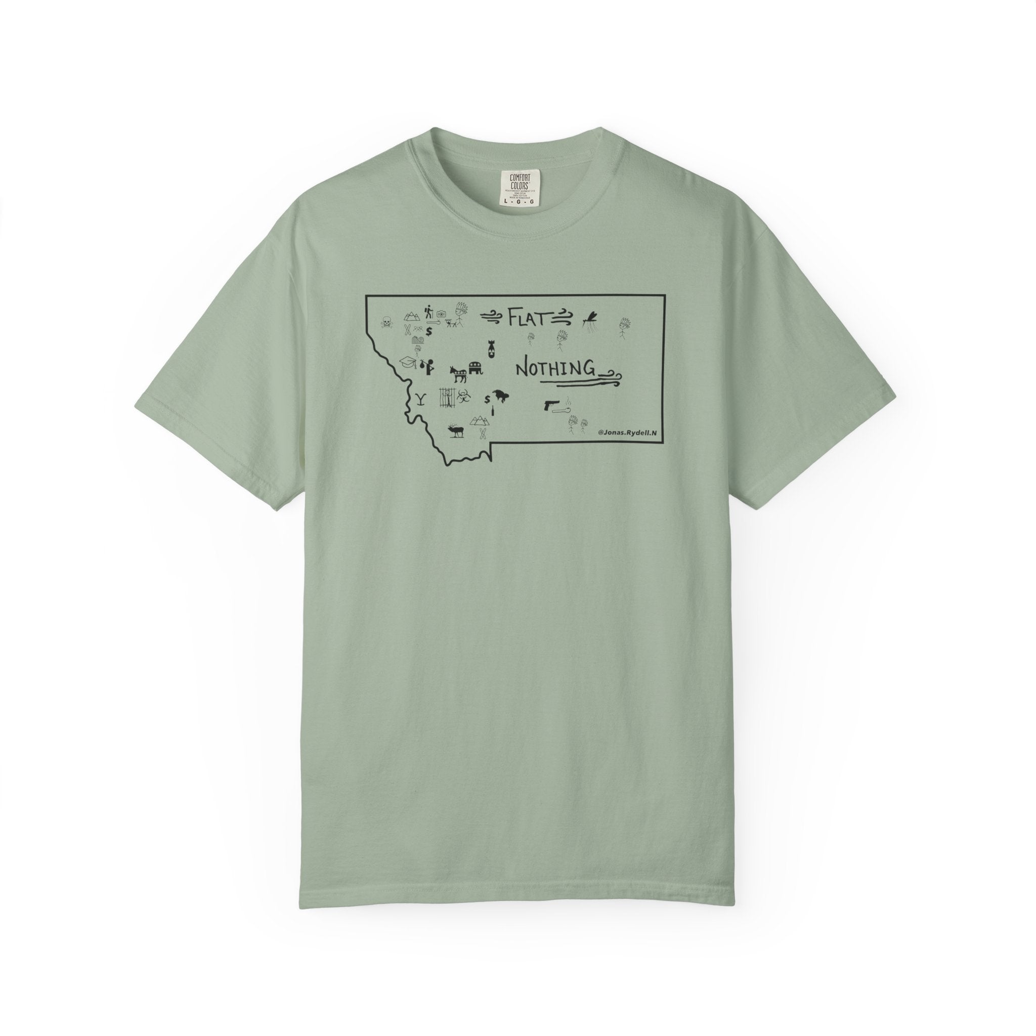 Flat Nothing Montana map T-shirt | state outline sketch