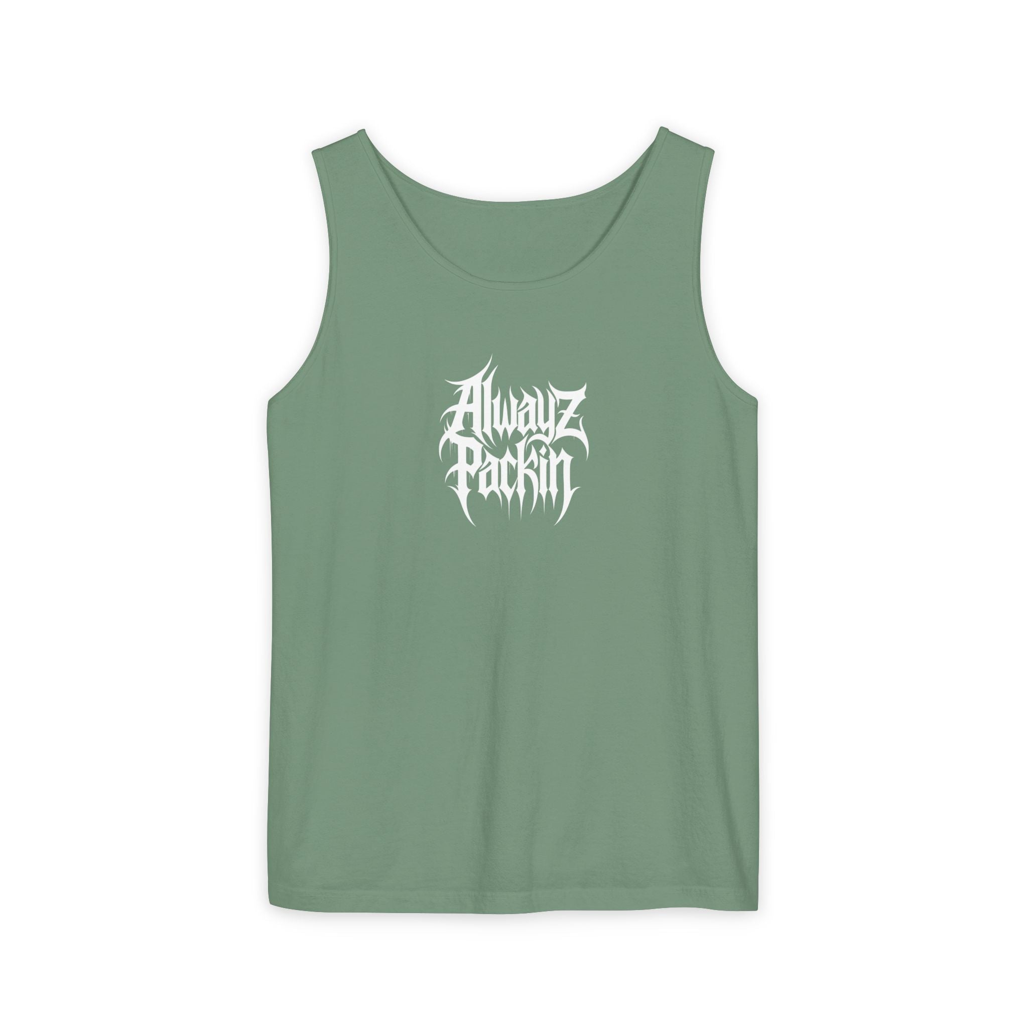 Alwayz Packin Heavy Metal Front Skull Guns back Tank