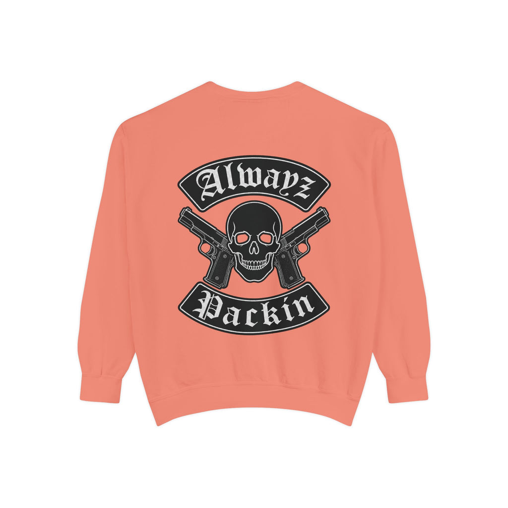 Alwayz Packin Front/ Skull and Guns with Rocker Back Sweatshirt