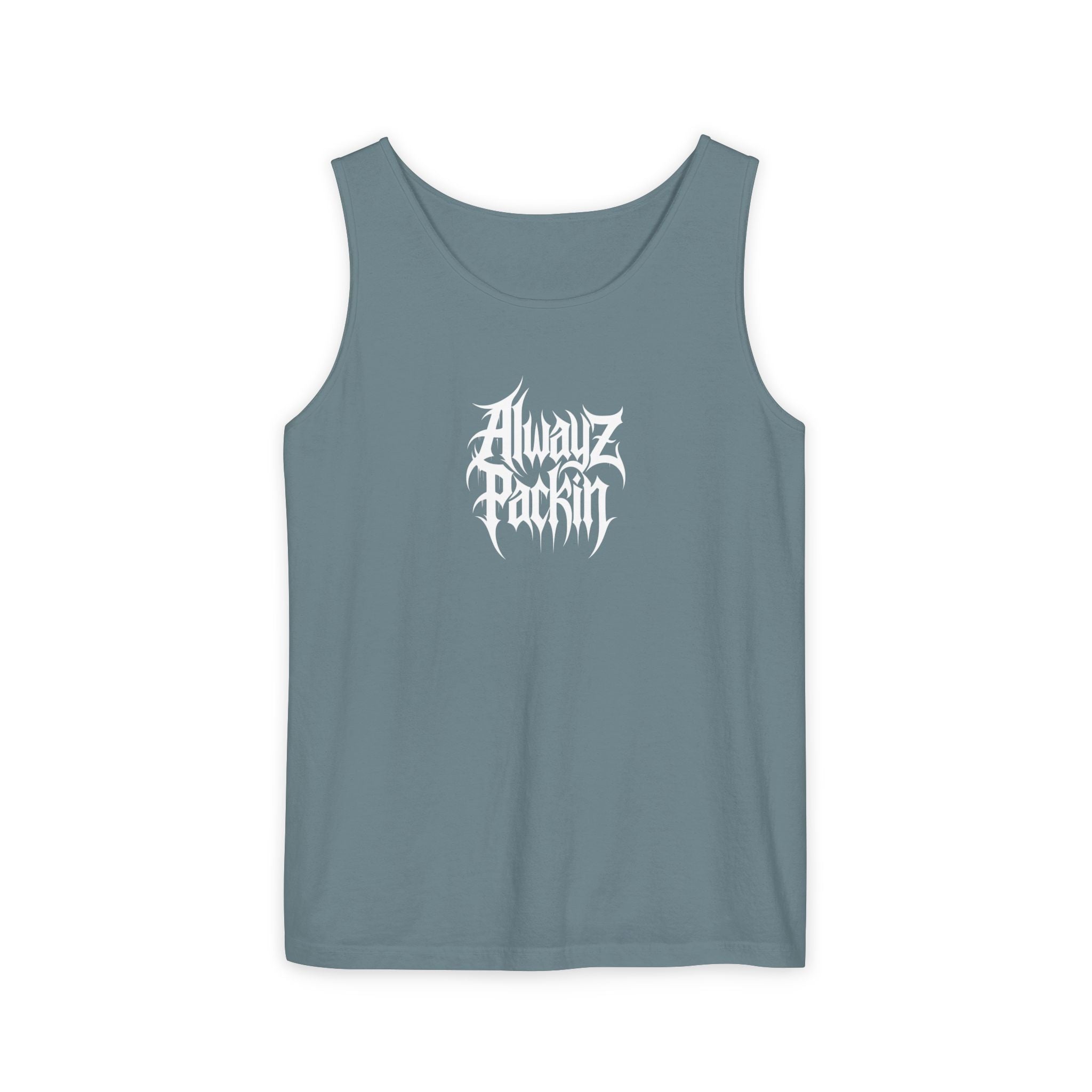 Alwayz Packin Heavy Metal Front Skull Guns back Tank
