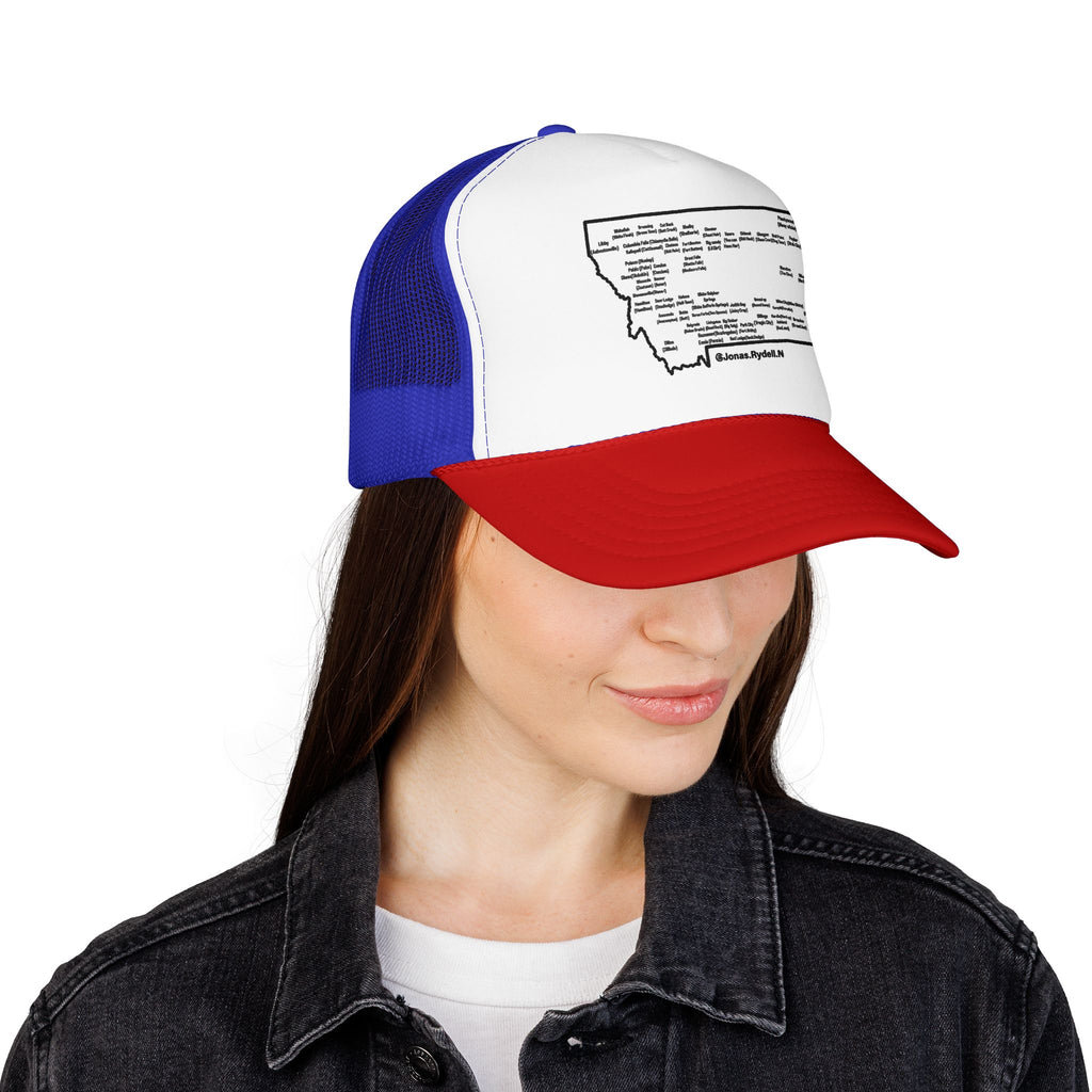 Montana Map Trucker Hat — Vintage Road Map Design