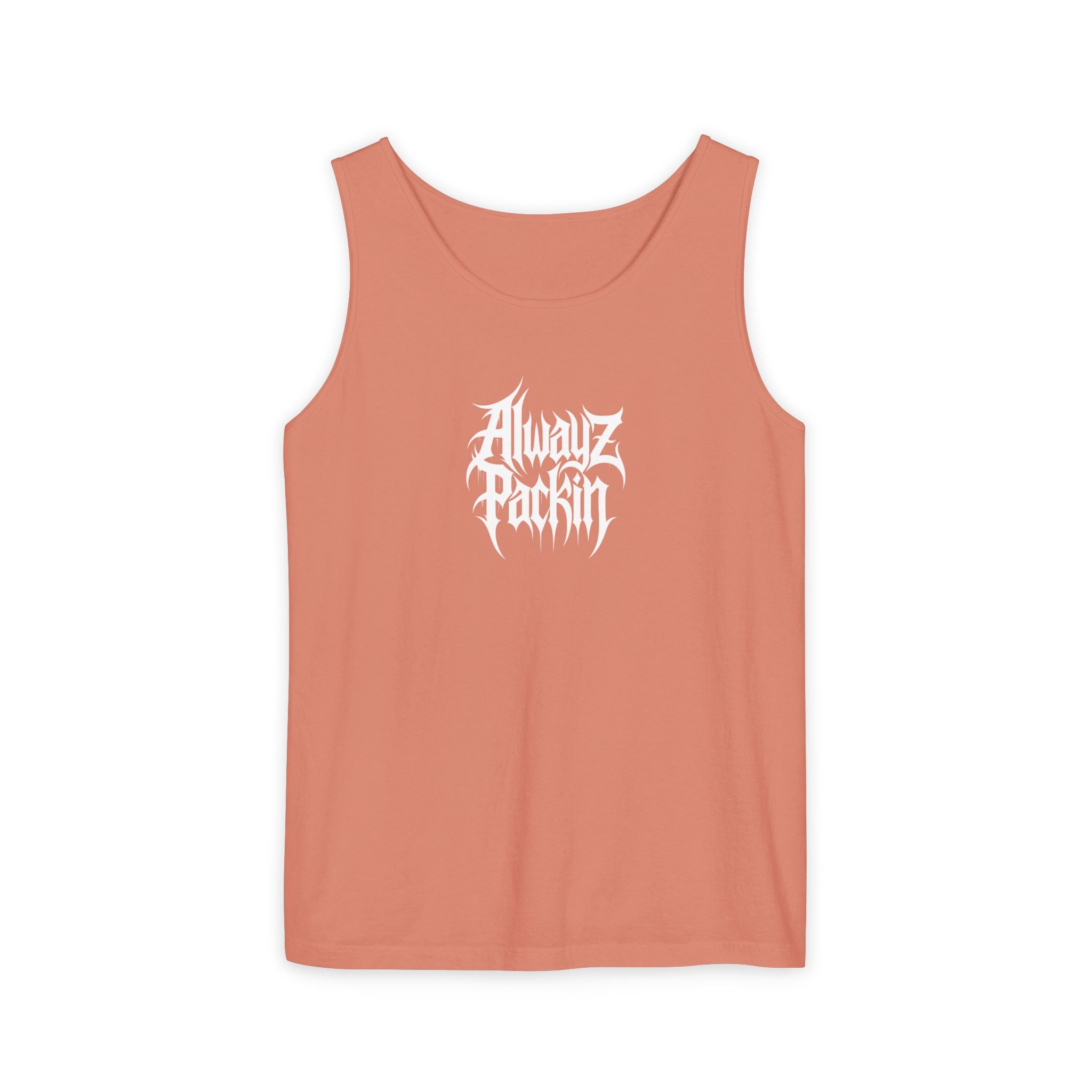 Alwayz Packin Heavy Metal Front Skull Guns back Tank