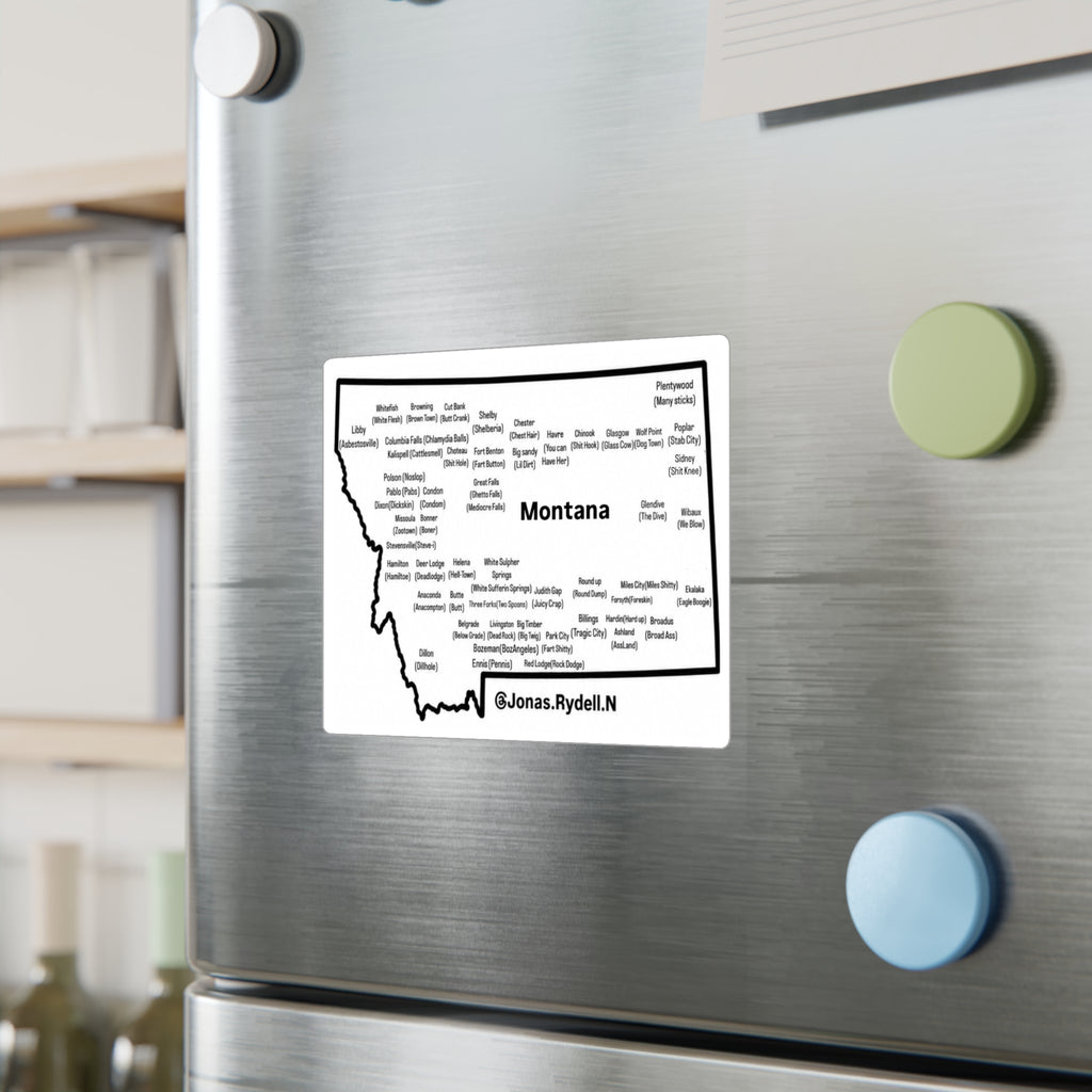 Montana Map with Towns and Nicknames Sticker various sizes