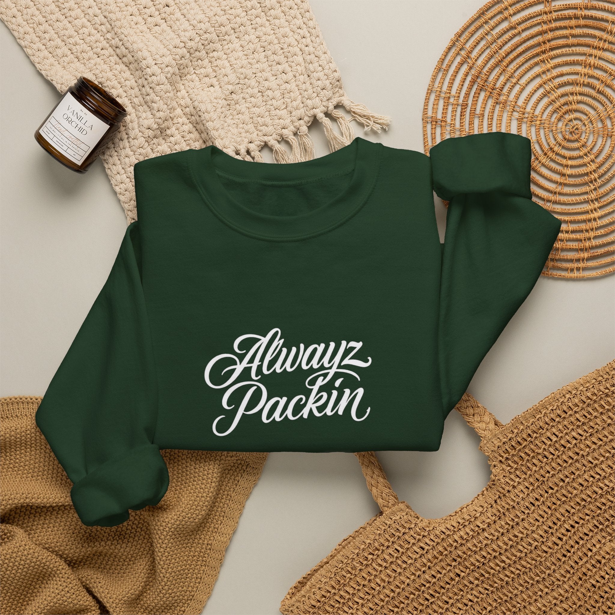 "Alwayz Packin" Front with Skull & Crossed Pistols Back