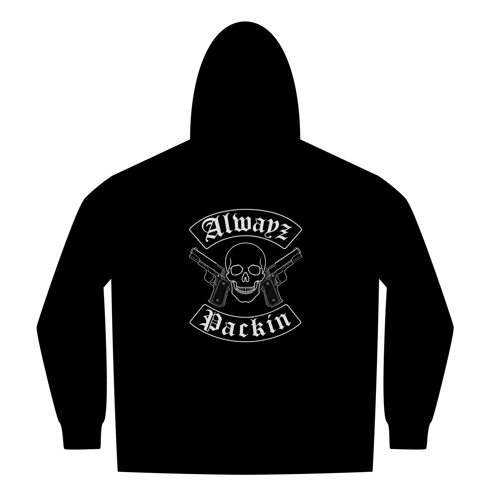 Alwayz Pack Front Zip/ Skull and Guns Rocker Back