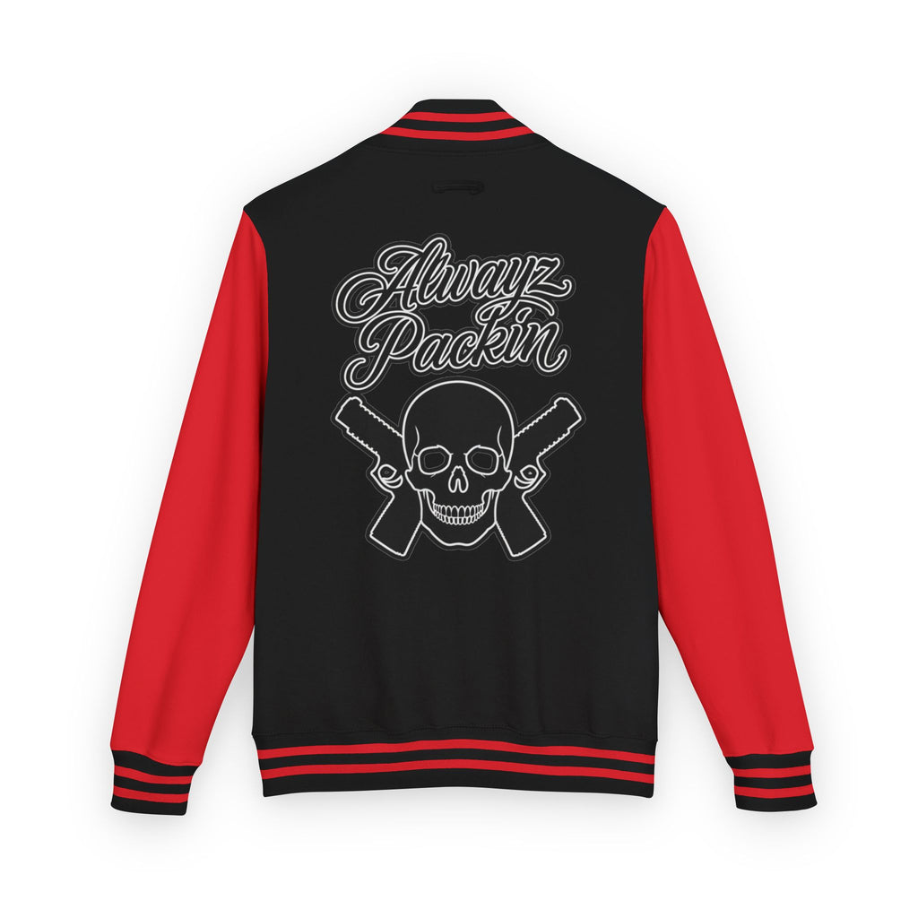 Alwayz packin front/ Alwayz Packin Skull and guns back Unisex Heavyweight Letterman Jacket