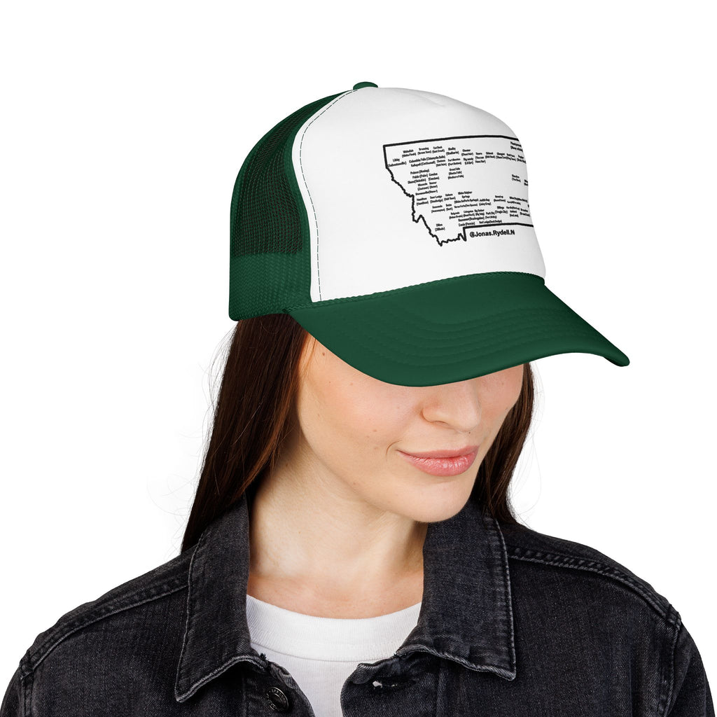 Montana Map Trucker Hat — Vintage Road Map Design