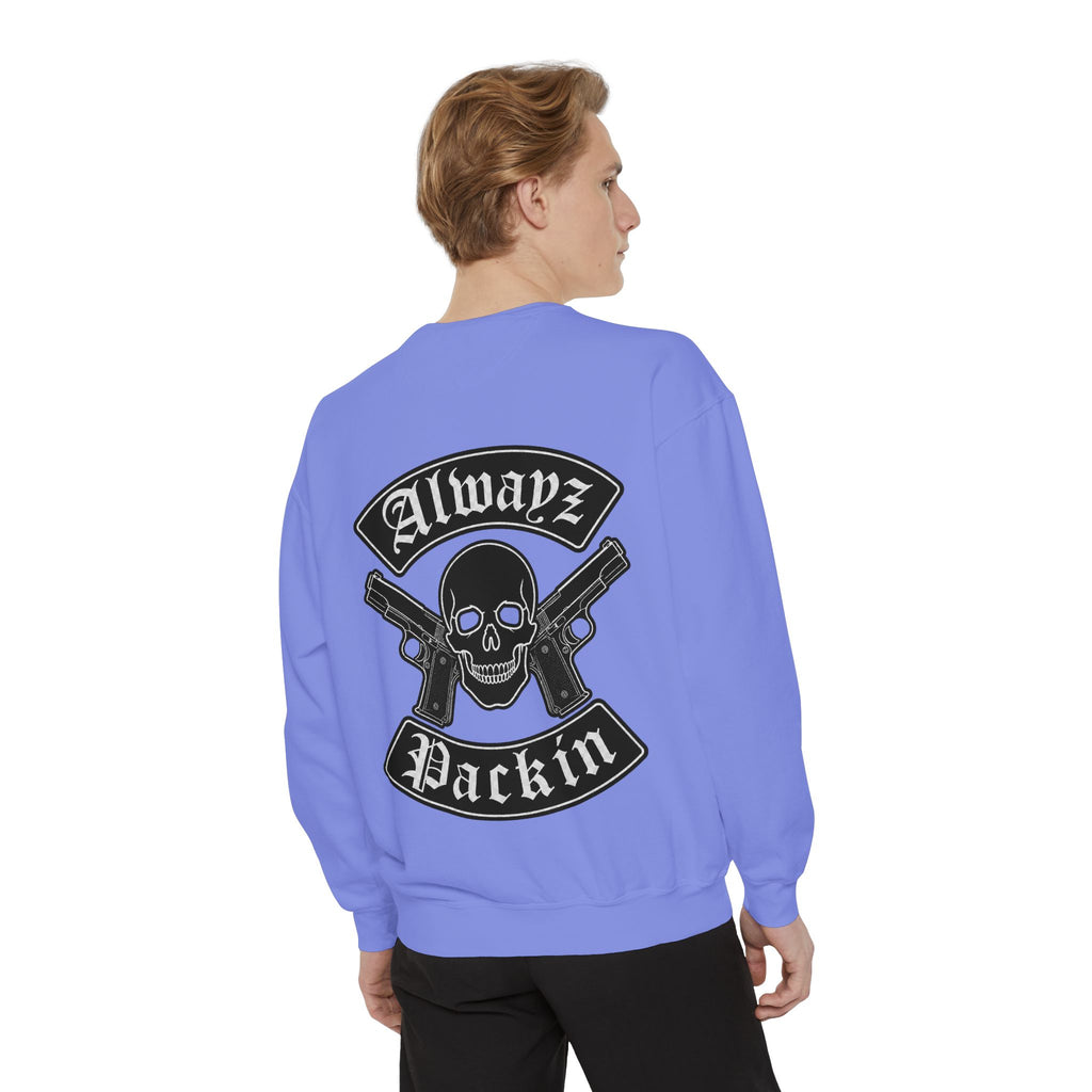 Alwayz Packin Front/ Skull and Guns with Rocker Back Sweatshirt