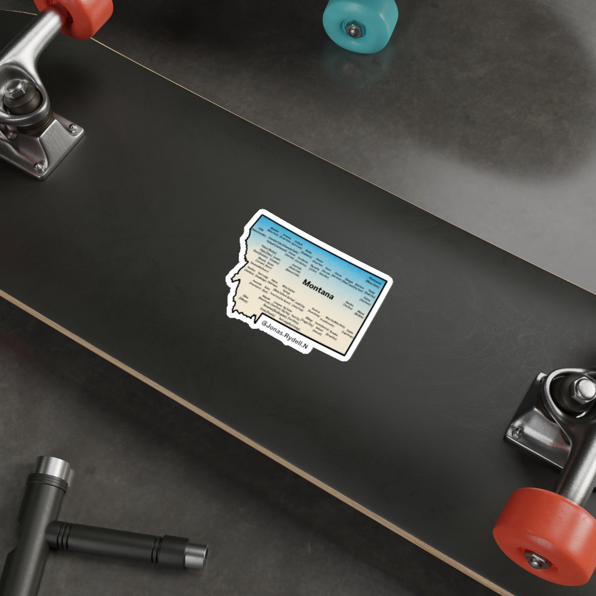 Montana Map Sticker with Towns and Town Nickname