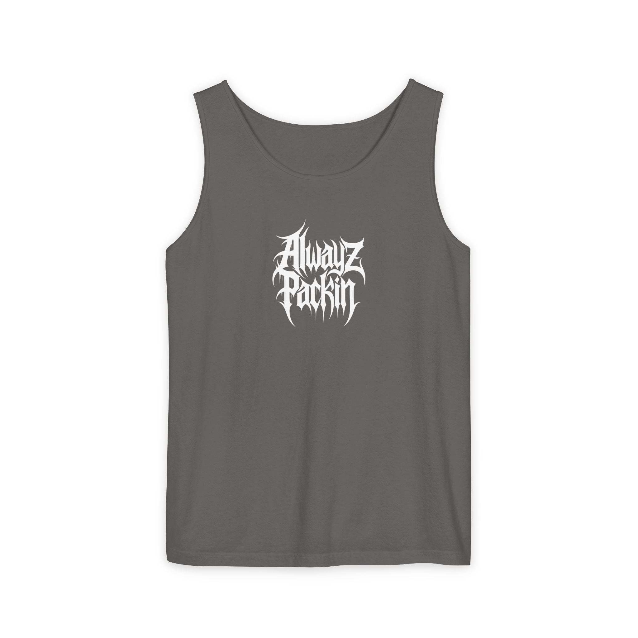 Alwayz Packin Heavy Metal Front Skull Guns back Tank