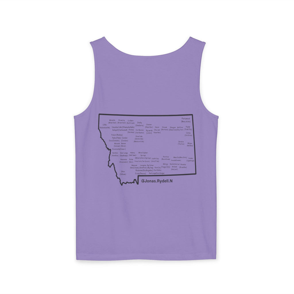 Montana (Not A Touron) Front/ Towns and Nicknames Map Back Tank Top