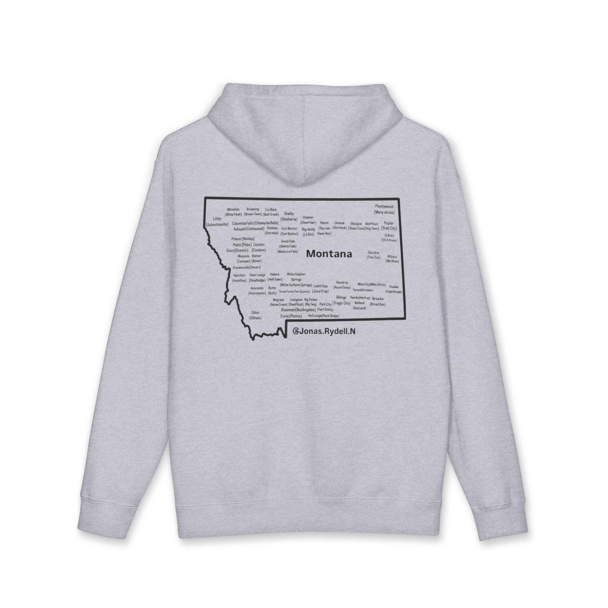 Montana (Not a Touron) Front/ Map with Towns and Nicknames back