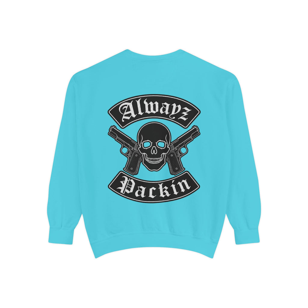 Alwayz Packin Front/ Skull and Guns with Rocker Back Sweatshirt