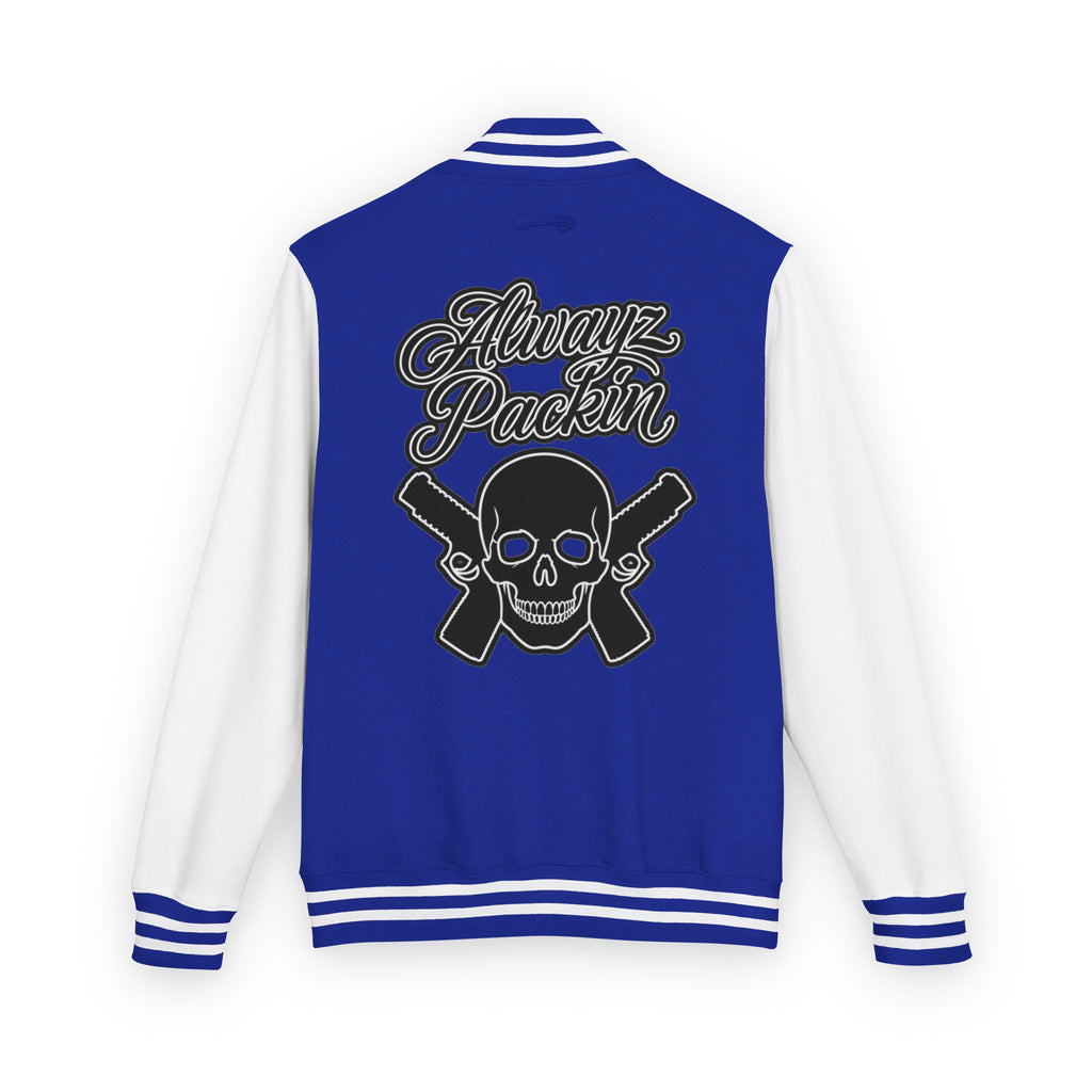 Alwayz packin front/ Alwayz Packin Skull and guns back Unisex Heavyweight Letterman Jacket