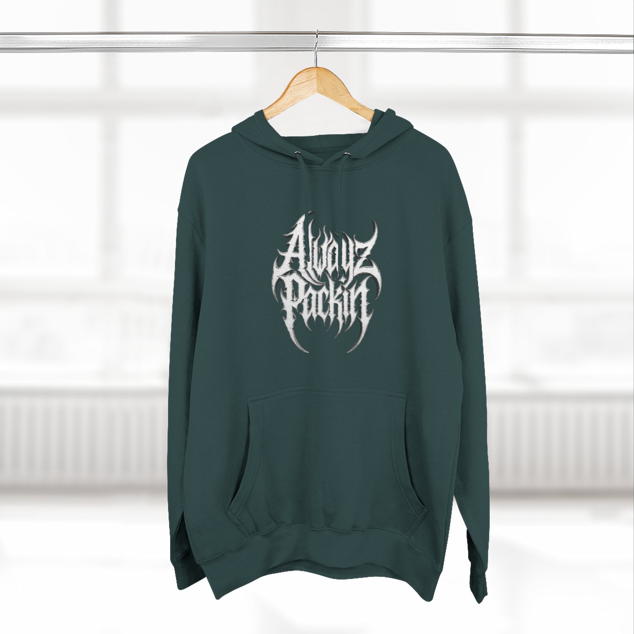 Abstract Tribal Logo hoodie | minimalist black emblem on white pullover