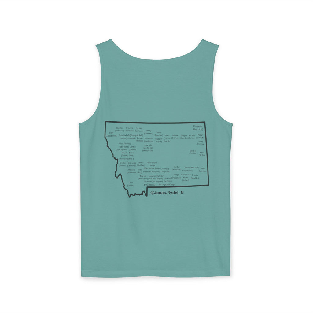 Montana (Not A Touron) Front/ Towns and Nicknames Map Back Tank Top