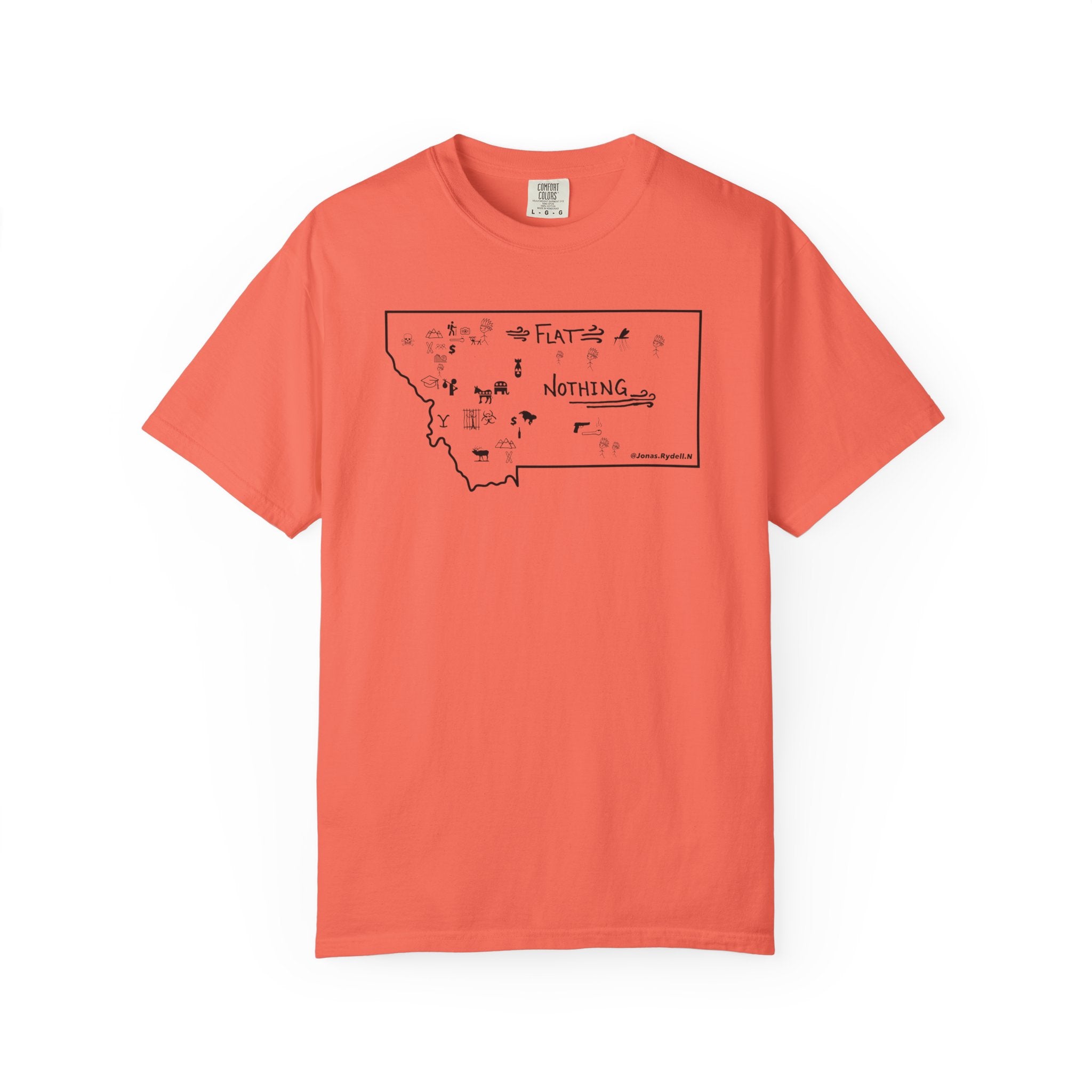 Flat Nothing Montana map T-shirt | state outline sketch