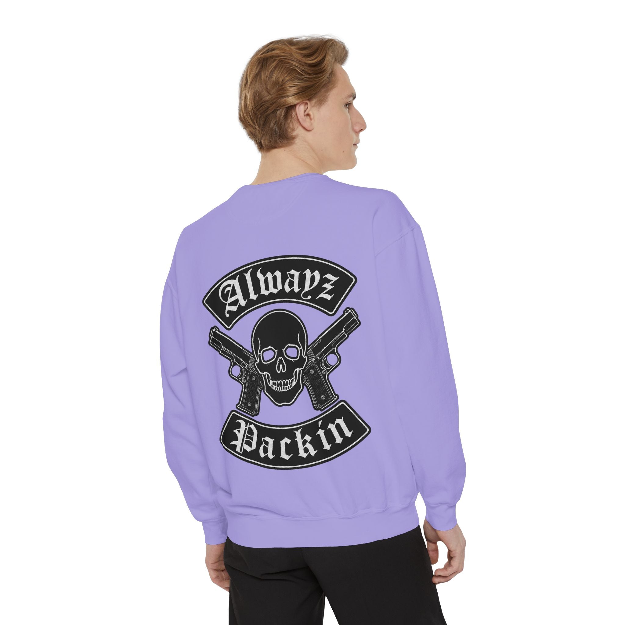 Alwayz Packin Front/ Skull and Guns with Rocker Back Sweatshirt