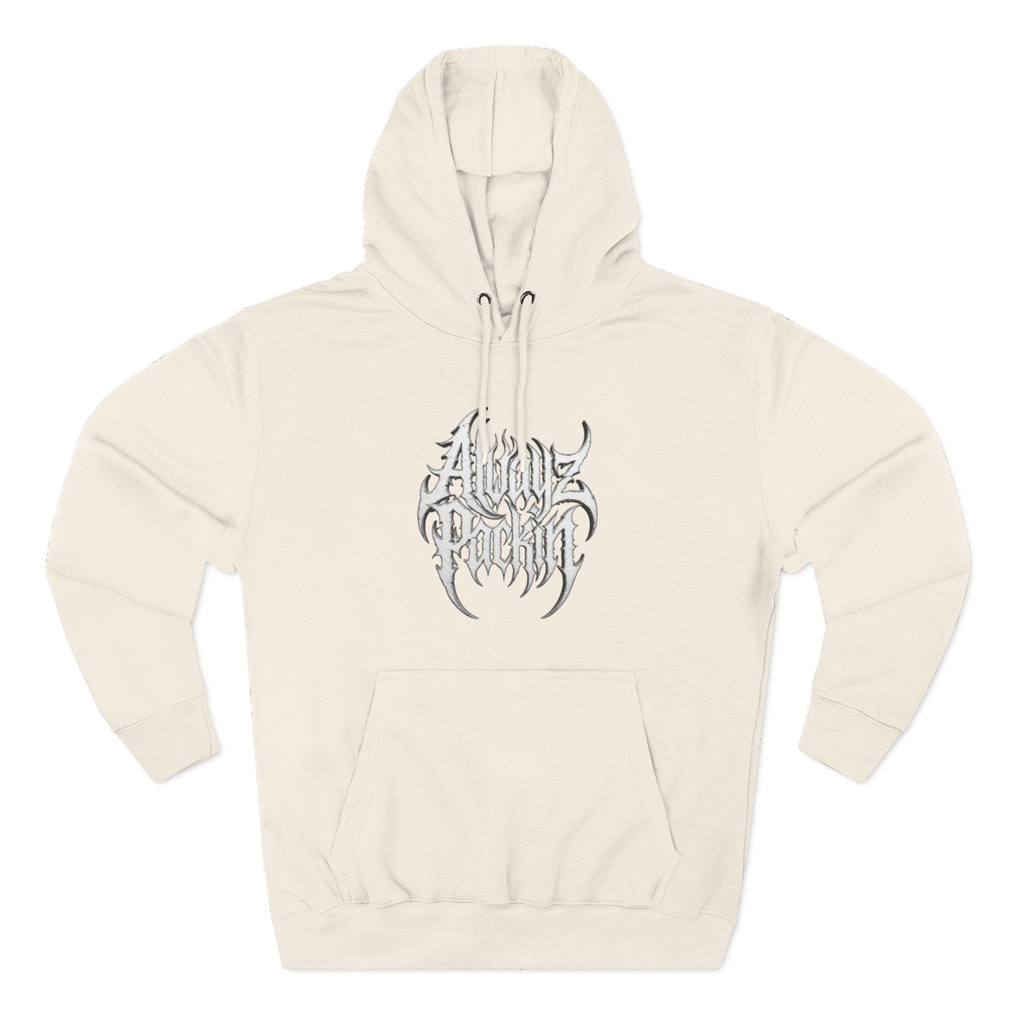 Abstract Tribal Logo hoodie | minimalist black emblem on white pullover