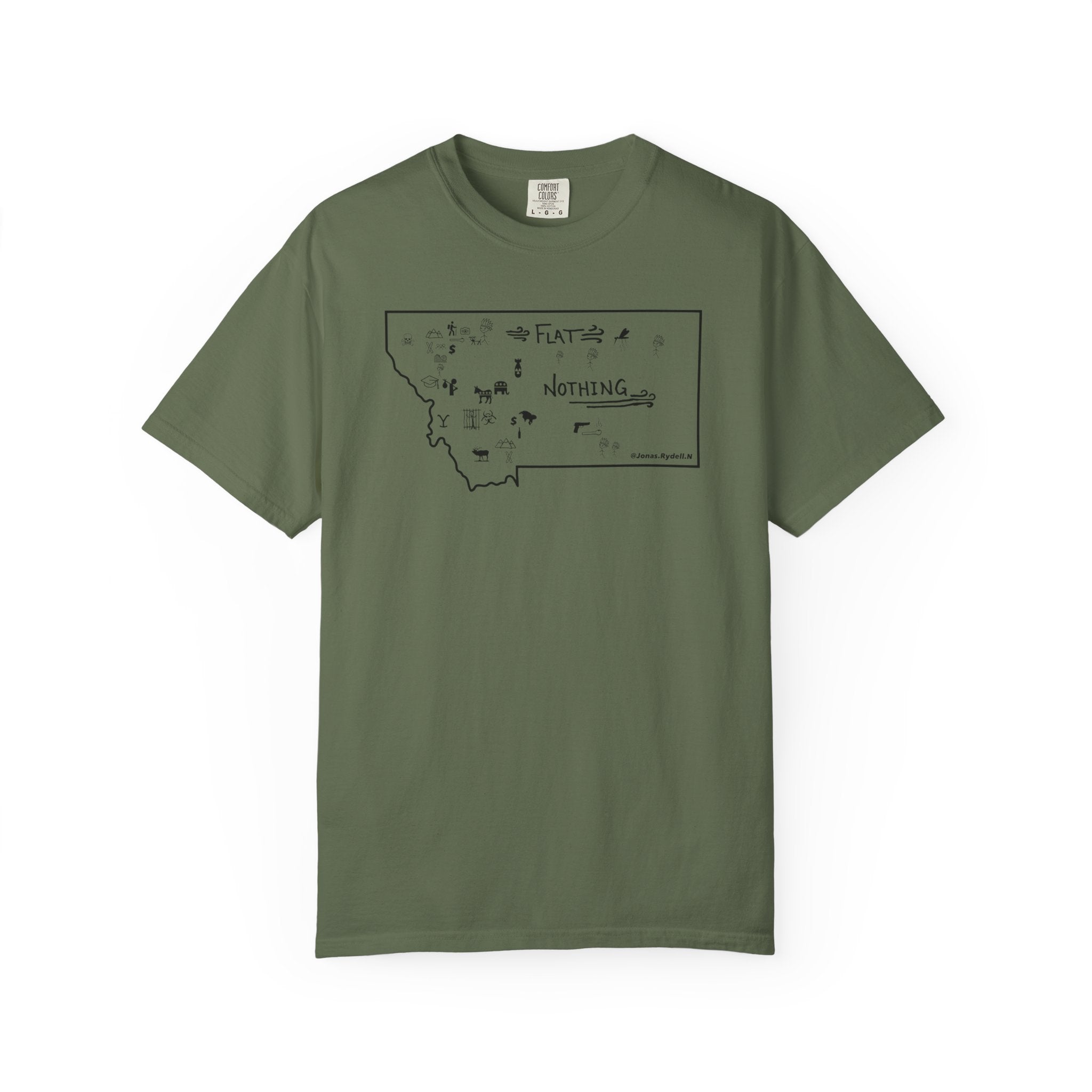 Flat Nothing Montana map T-shirt | state outline sketch