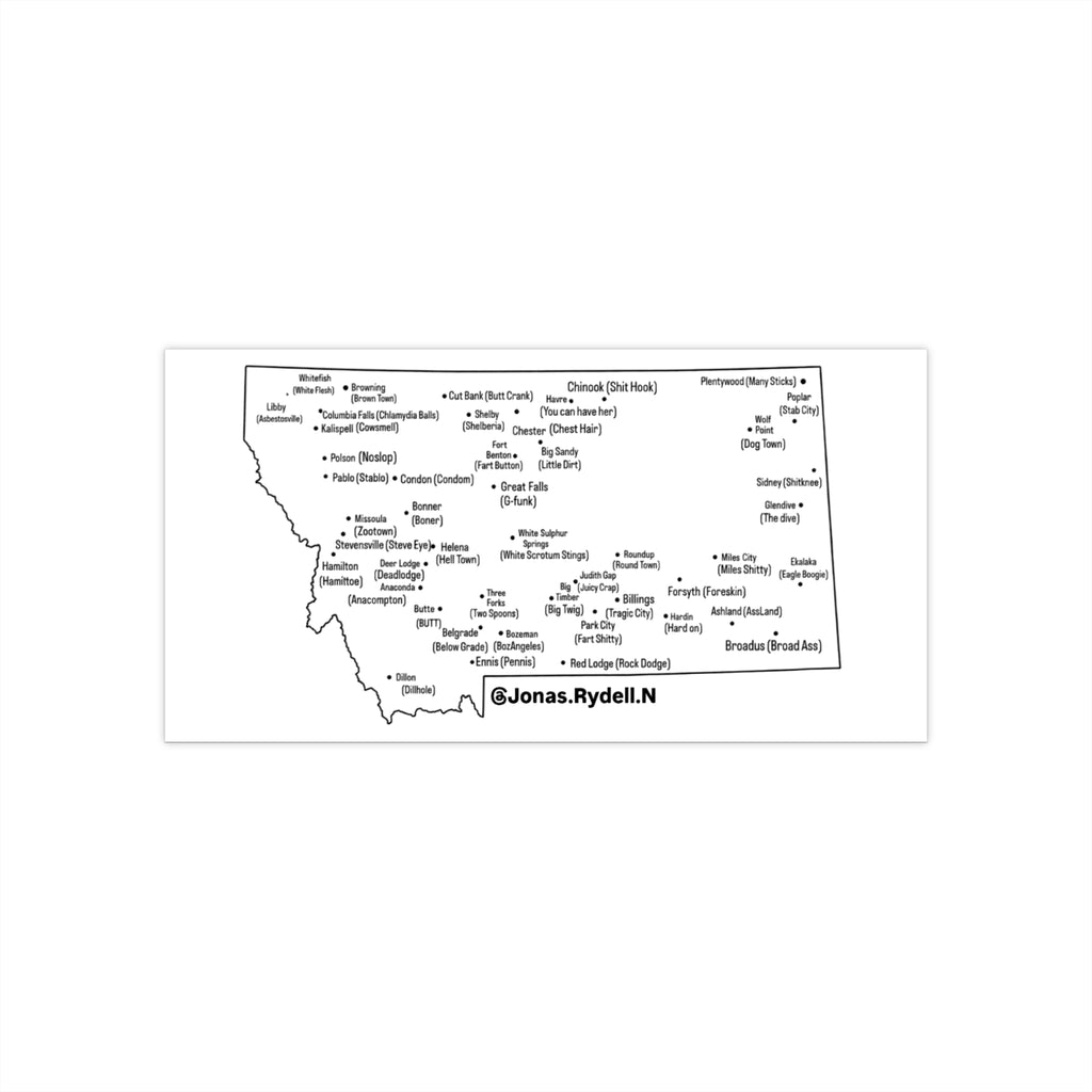Montana Towns/ Nicknames Bumper Sticker