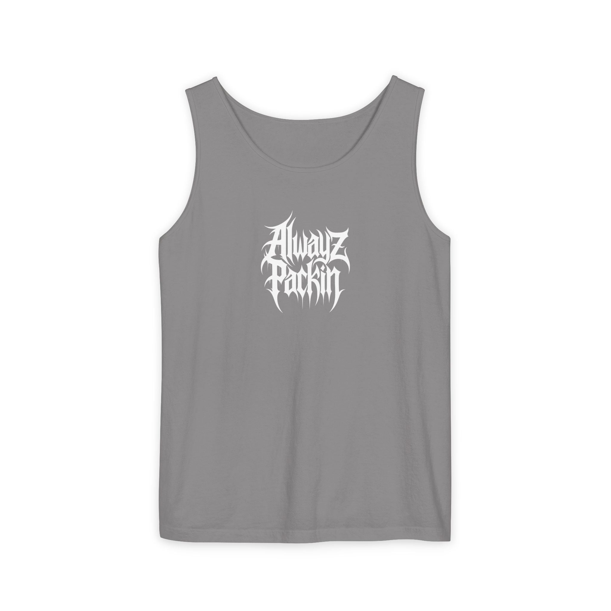 Alwayz Packin Heavy Metal Front Skull Guns back Tank