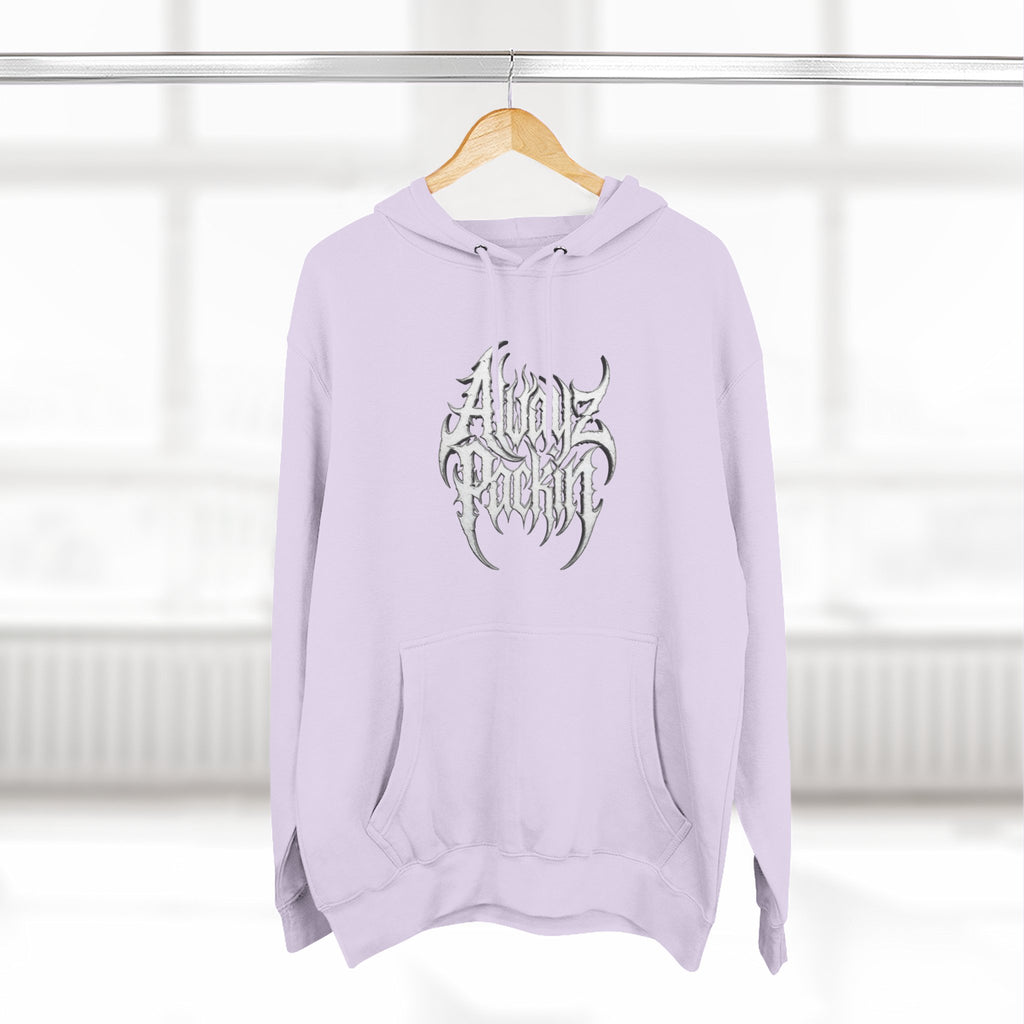 Abstract Tribal Logo hoodie | minimalist black emblem on white pullover