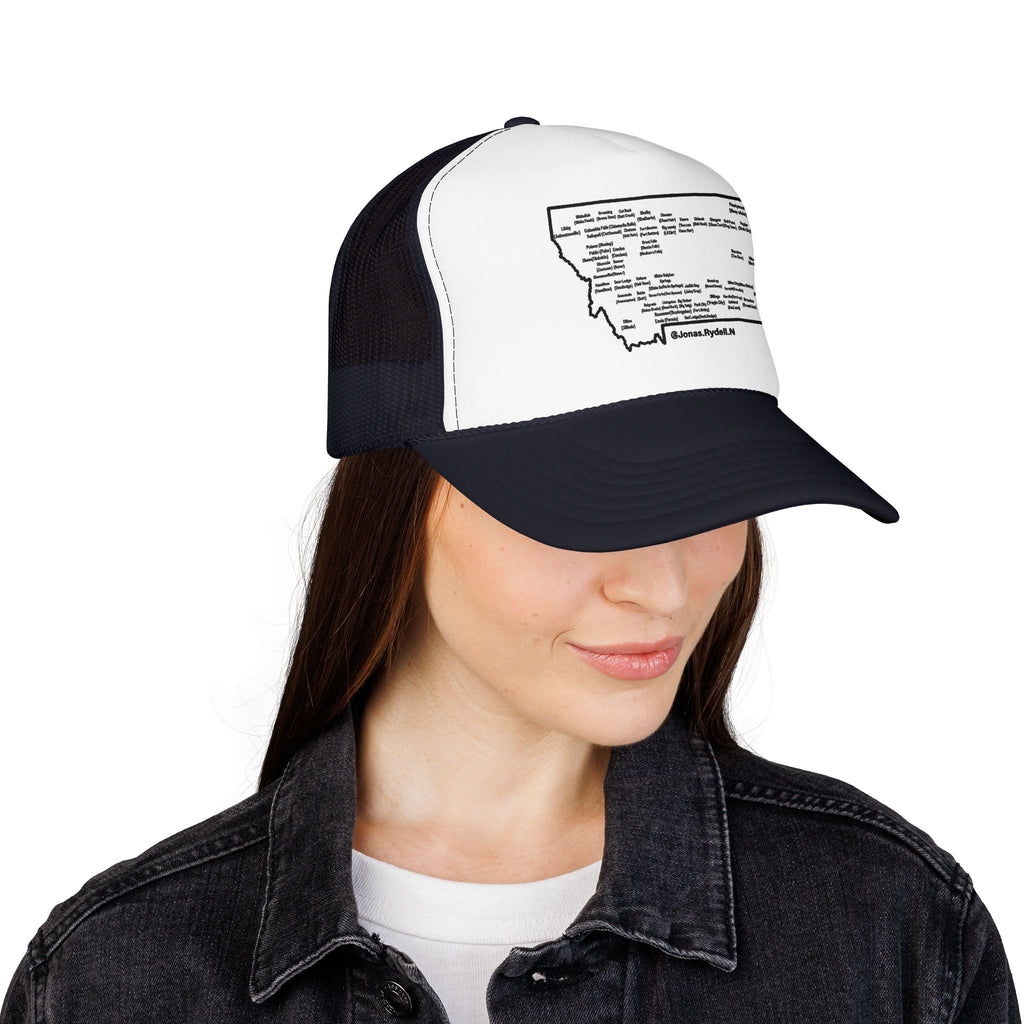 Montana Map Trucker Hat — Vintage Road Map Design