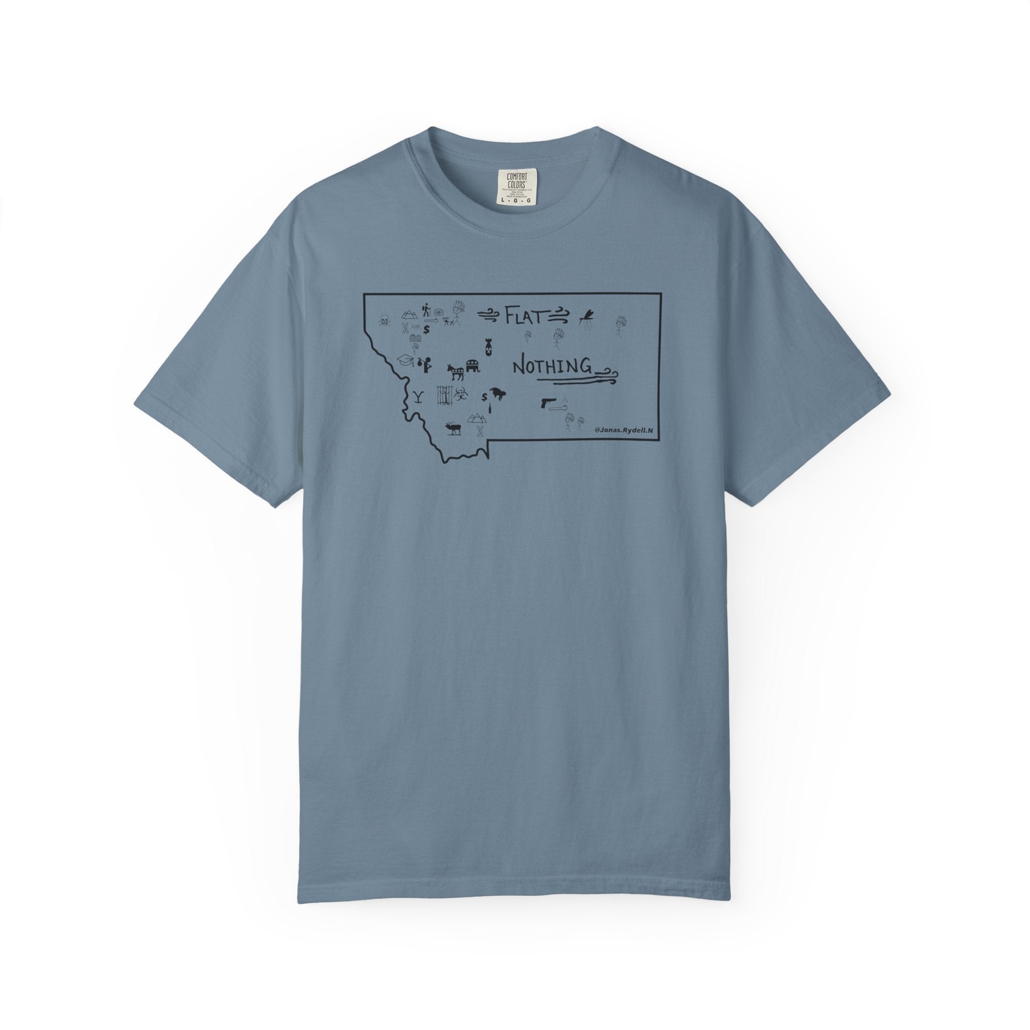 Flat Nothing Montana map T-shirt | state outline sketch