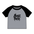 Women's Alwayz Packin in front skull cross guns in back Micro Rib Raglan Baby Tee