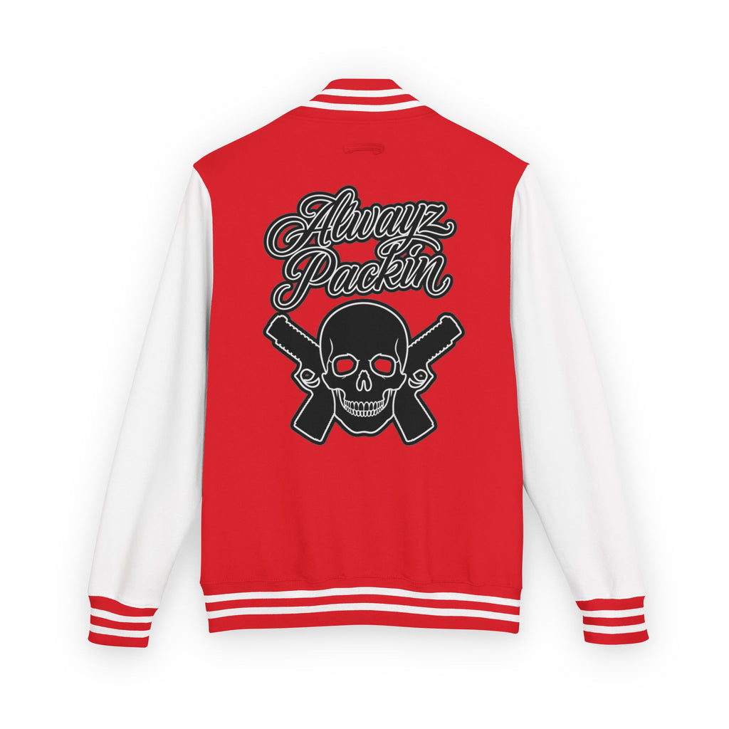 Alwayz packin front/ Alwayz Packin Skull and guns back Unisex Heavyweight Letterman Jacket
