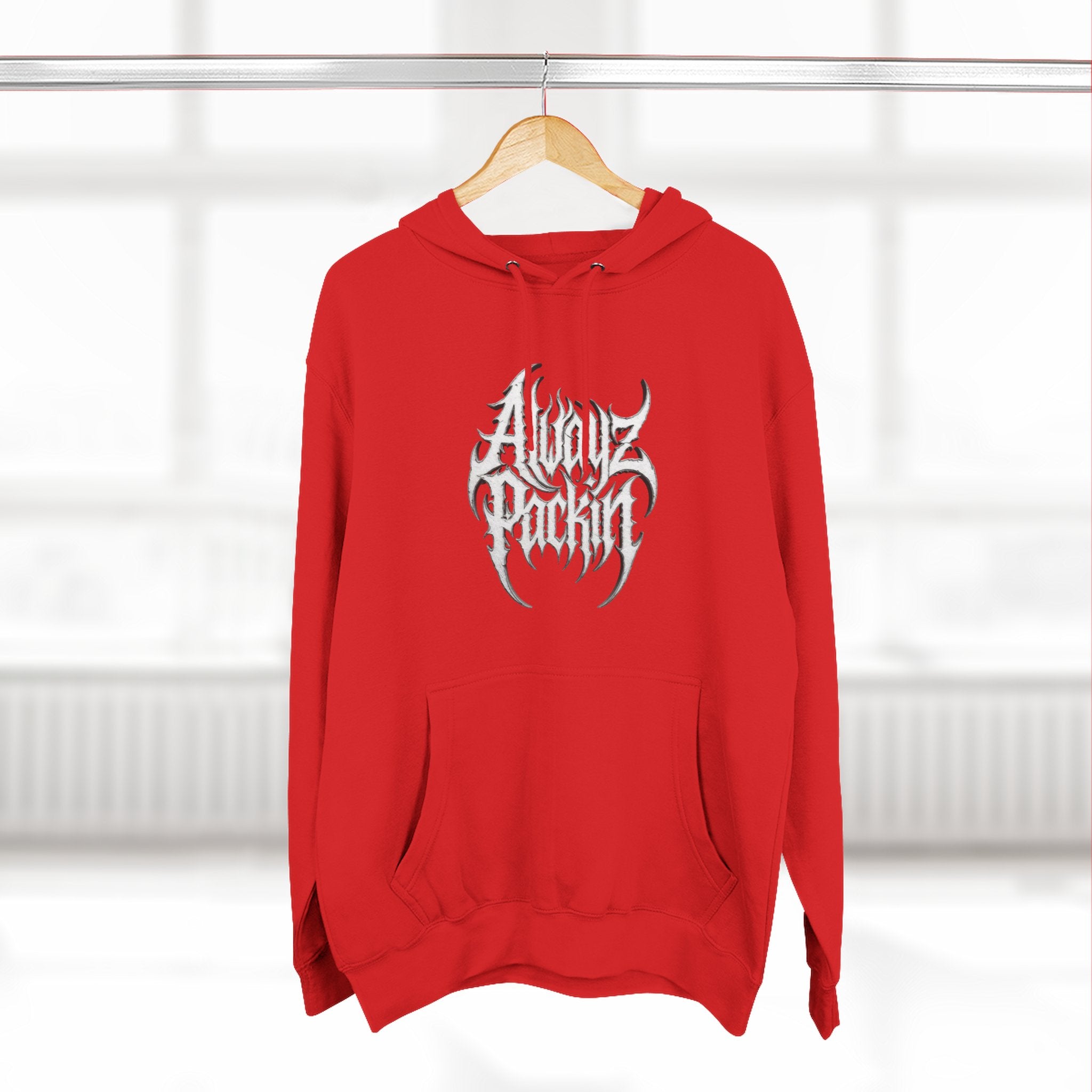 Abstract Tribal Logo hoodie | minimalist black emblem on white pullover