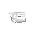 Montana Map with Towns and Nicknames Sticker various sizes