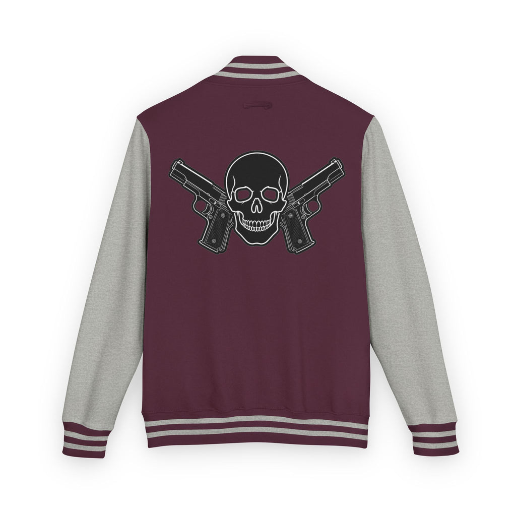Alwayz packin front/ Alwayz Packin Skull and guns back Unisex Heavyweight Letterman Jacket
