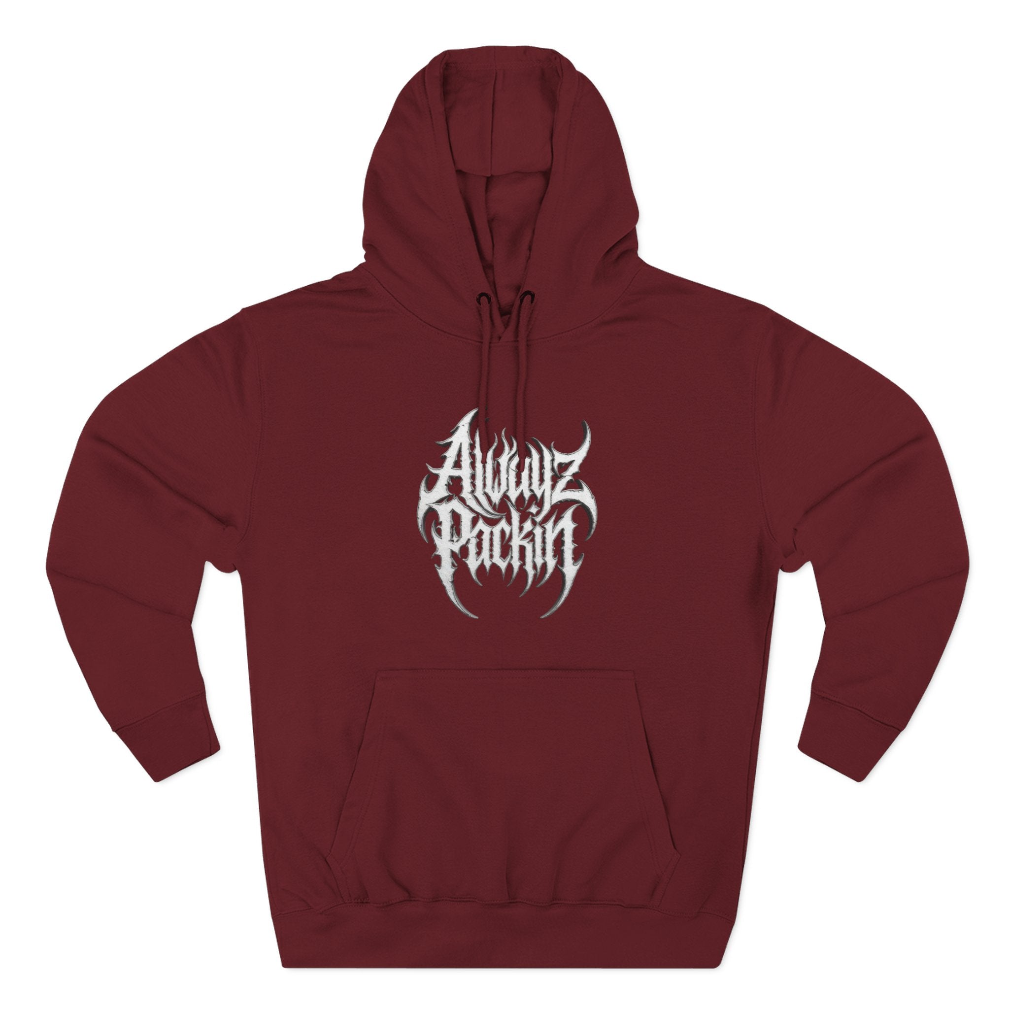 Abstract Tribal Logo hoodie | minimalist black emblem on white pullover