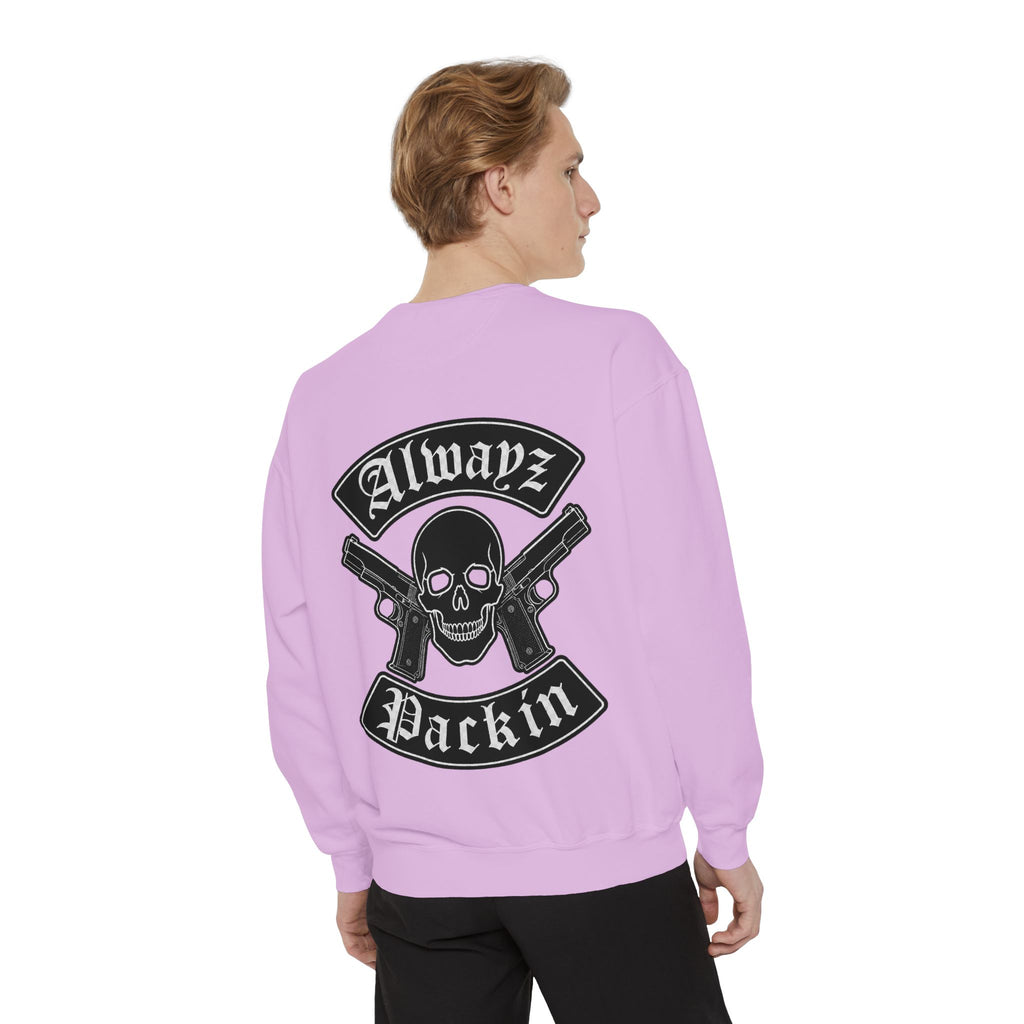 Alwayz Packin Front/ Skull and Guns with Rocker Back Sweatshirt
