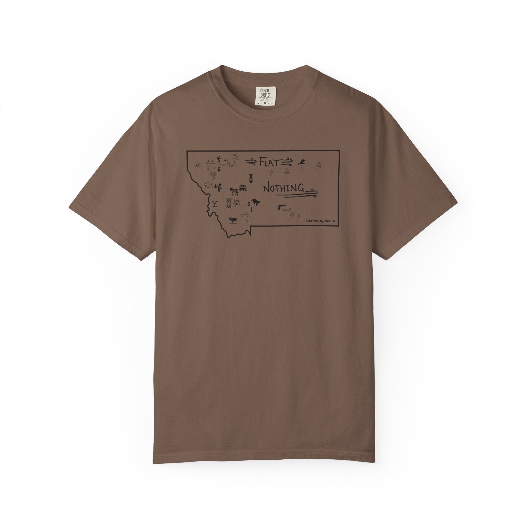 Flat Nothing Montana map T-shirt | state outline sketch