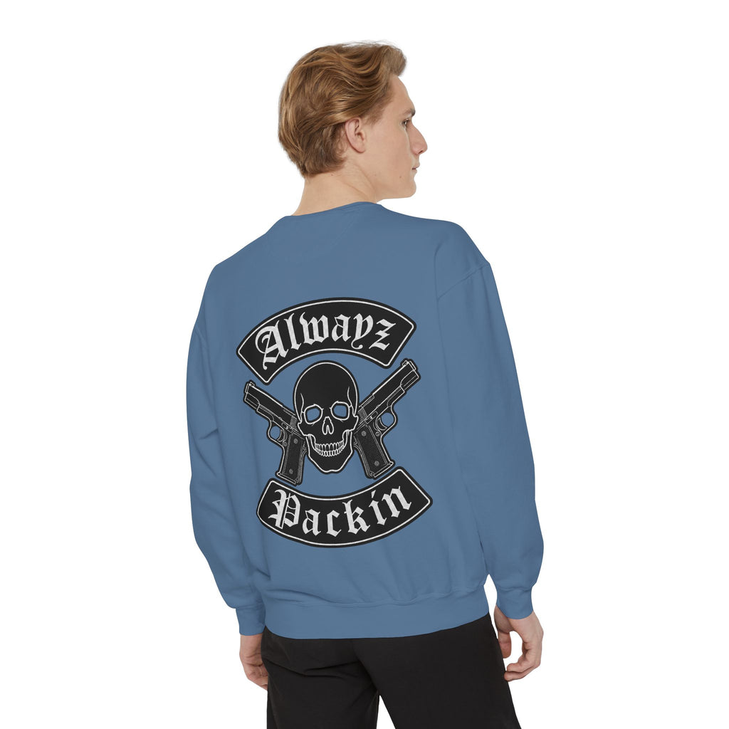 Alwayz Packin Front/ Skull and Guns with Rocker Back Sweatshirt