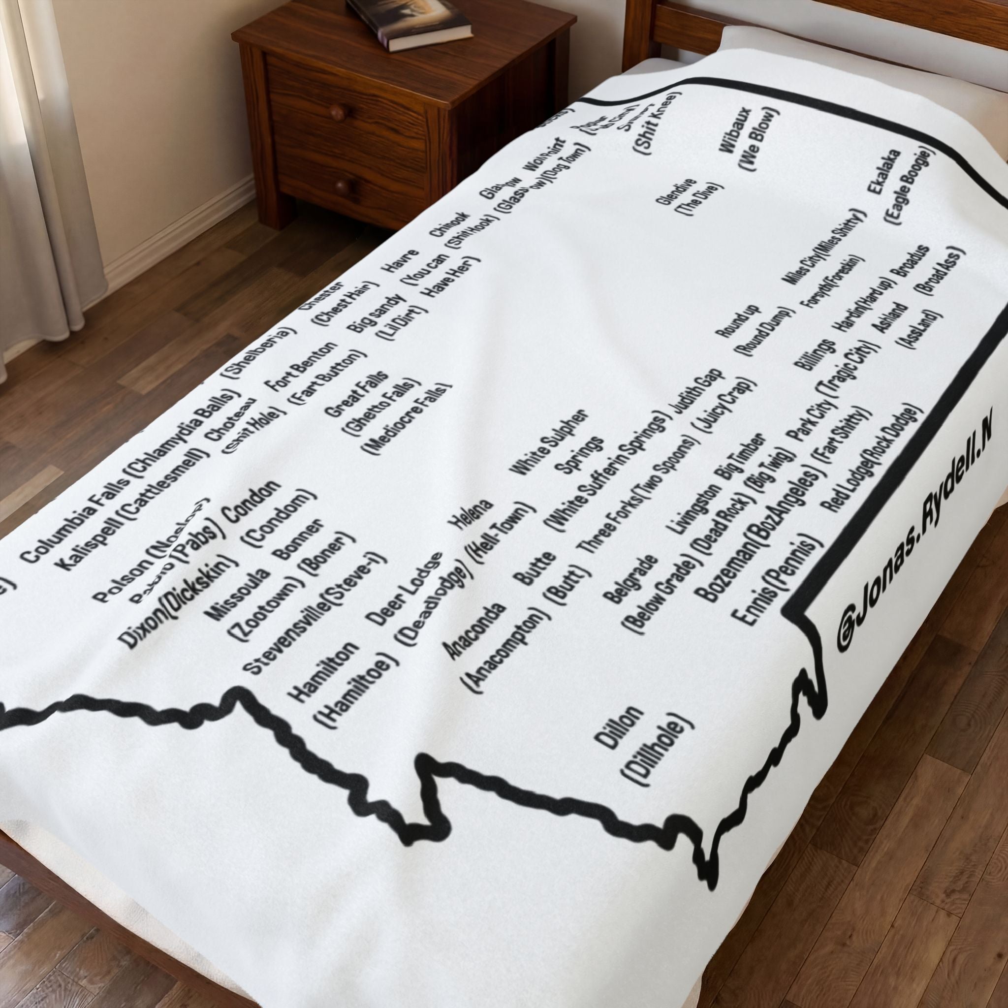 Montana Towns/ Nicknames Plush Blanket
