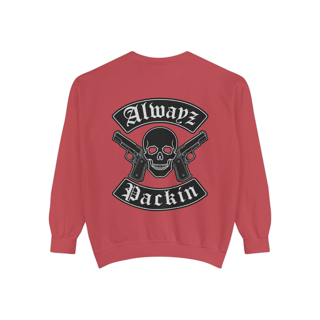 Alwayz Packin Front/ Skull and Guns with Rocker Back Sweatshirt