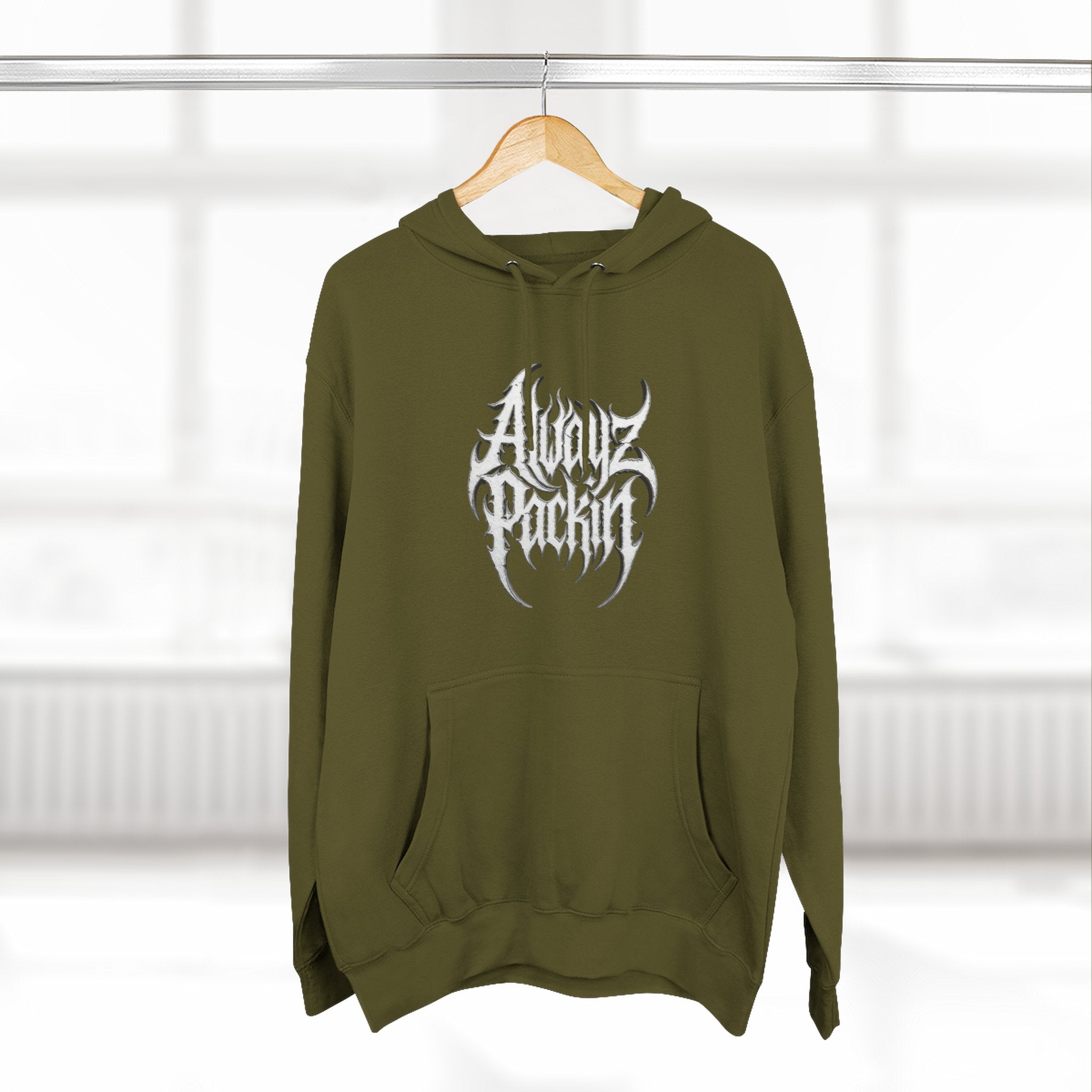 Abstract Tribal Logo hoodie | minimalist black emblem on white pullover