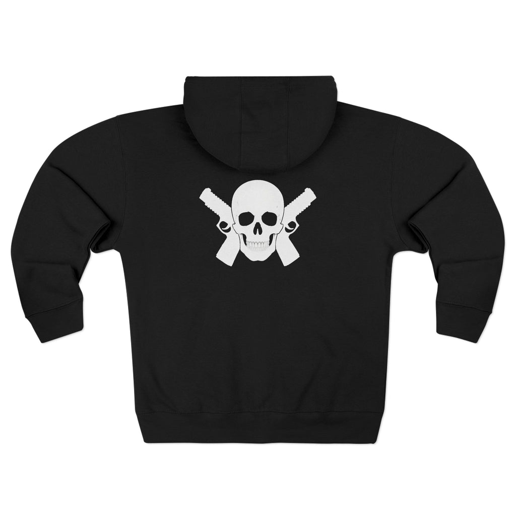 Alwayz Packin Front/ Skull and Guns in back Zip up Hoodie